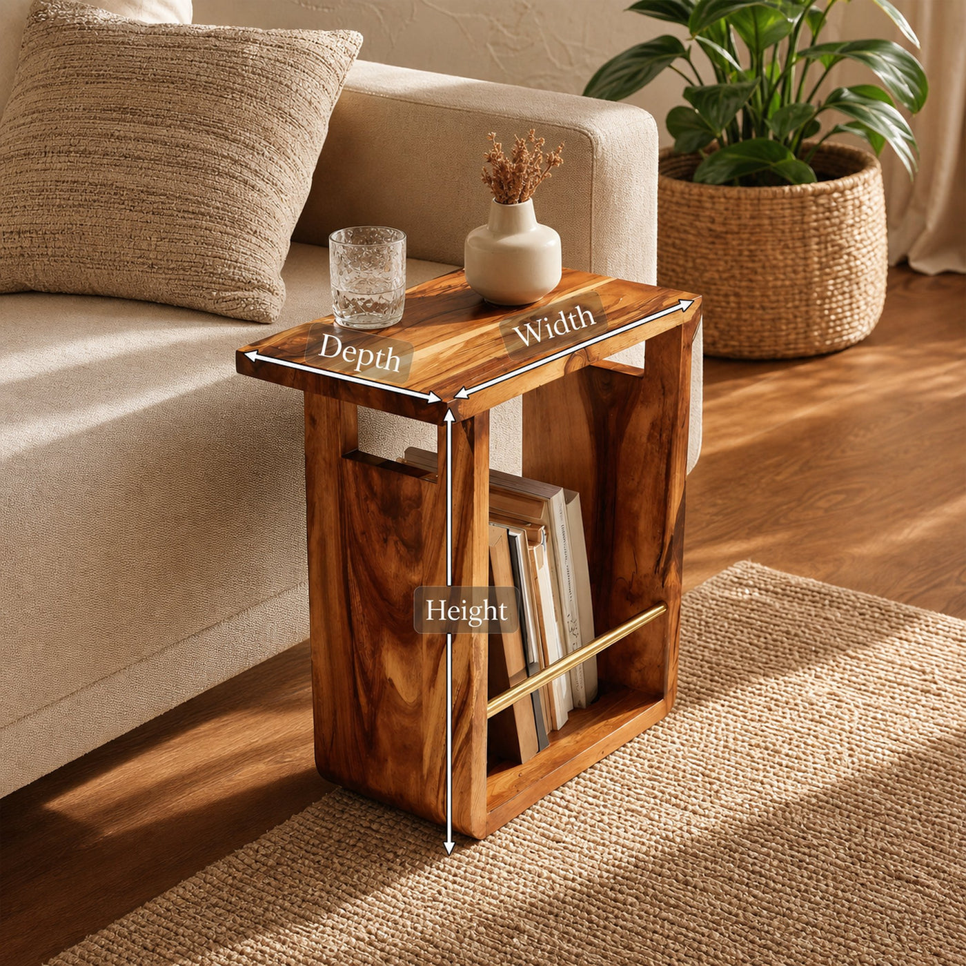 Modern Solid Wood Side Table For Living Room Setup - product view 8