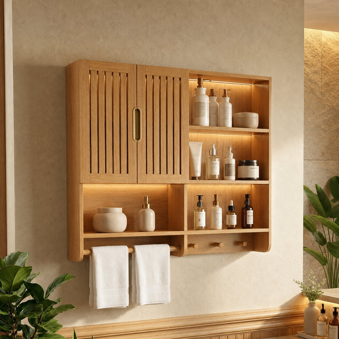 Modern Spa Bathroom Storage Cabinet For Bathroom And Vanity Wall