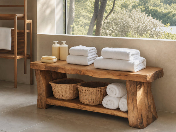 Modern Spa Shower Bench With Storage Shelf For Bathroom