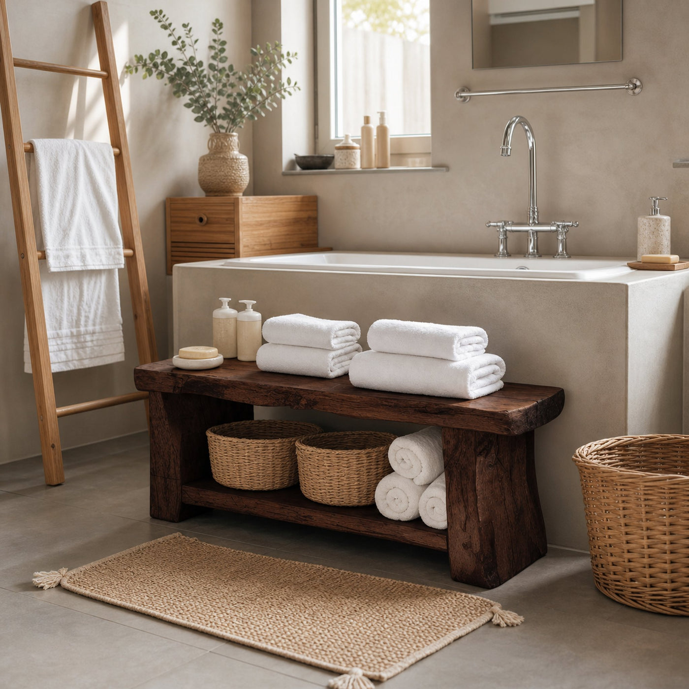 Modern Spa Shower Bench With Storage Shelf For Bathroom - product view 7
