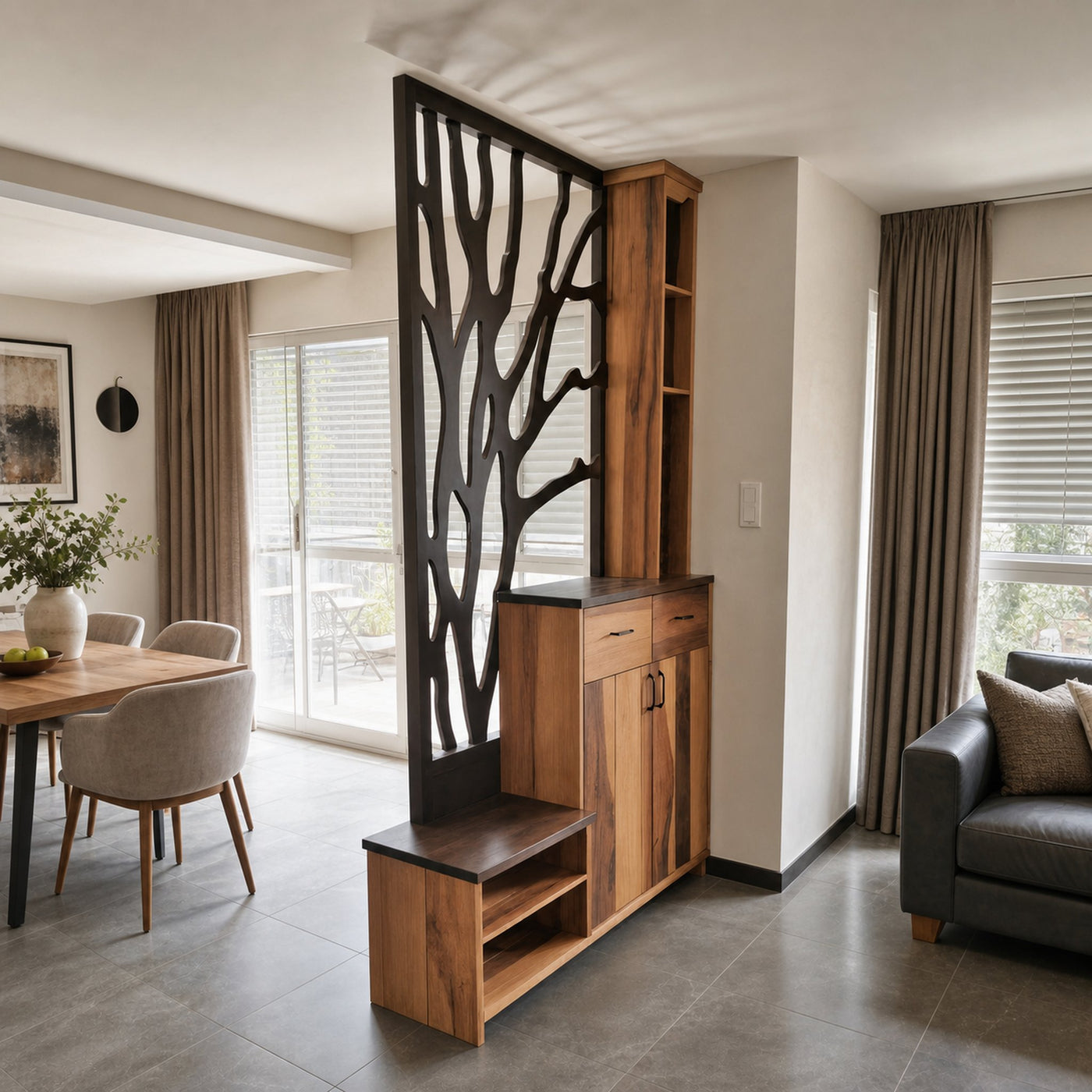Modern Tree Pattern Divider Cabinet For Living Room
