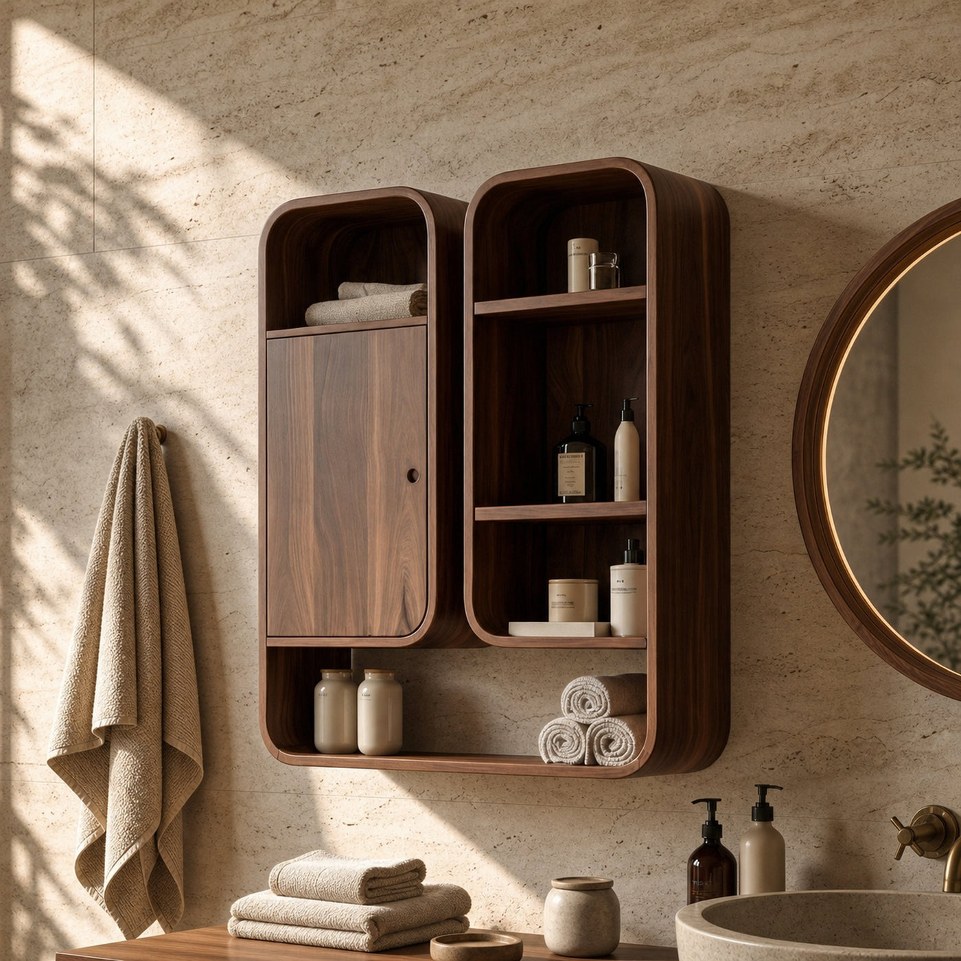 Modern Unique Bathroom Cabinet Wood For Bathroom Space