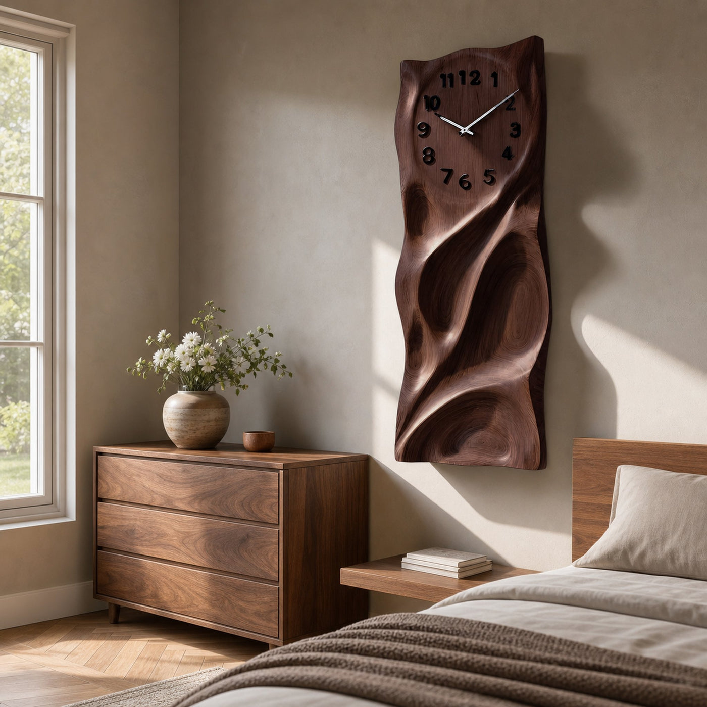 Modern Wall Clock Carved Design For Living Room Interior - product view 7