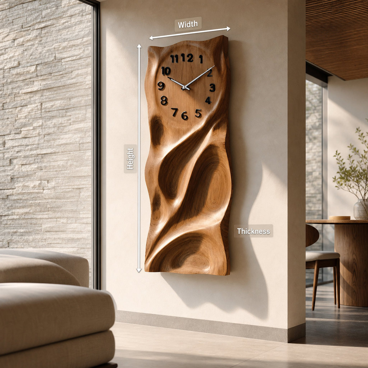 Modern Wall Clock Carved Design For Living Room Interior - product view 8