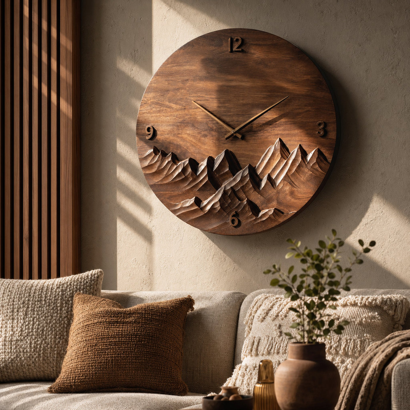 Modern Wall Clock Mountain Landscape For Living Room