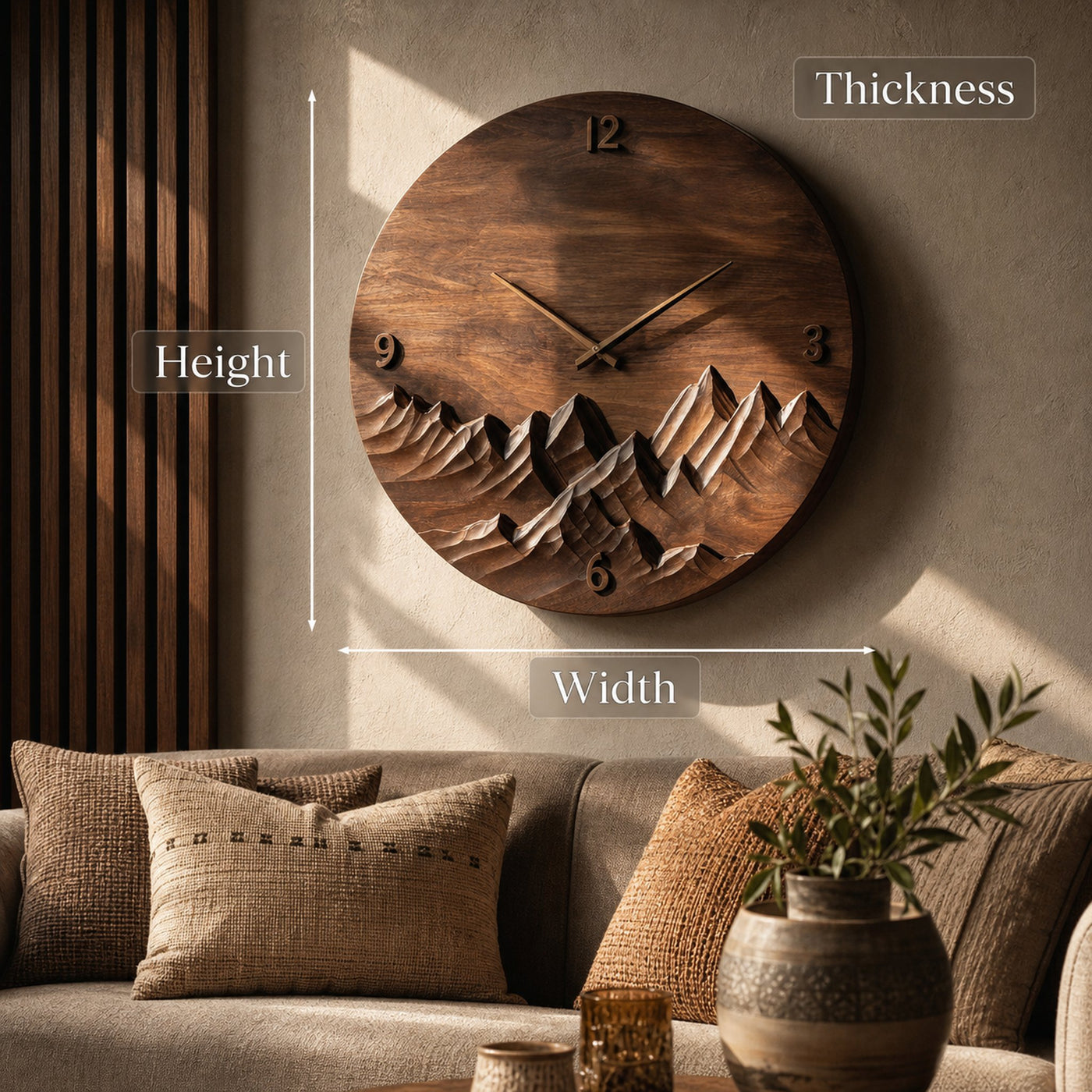 Modern Wall Clock Mountain Landscape For Living Room - product view 6