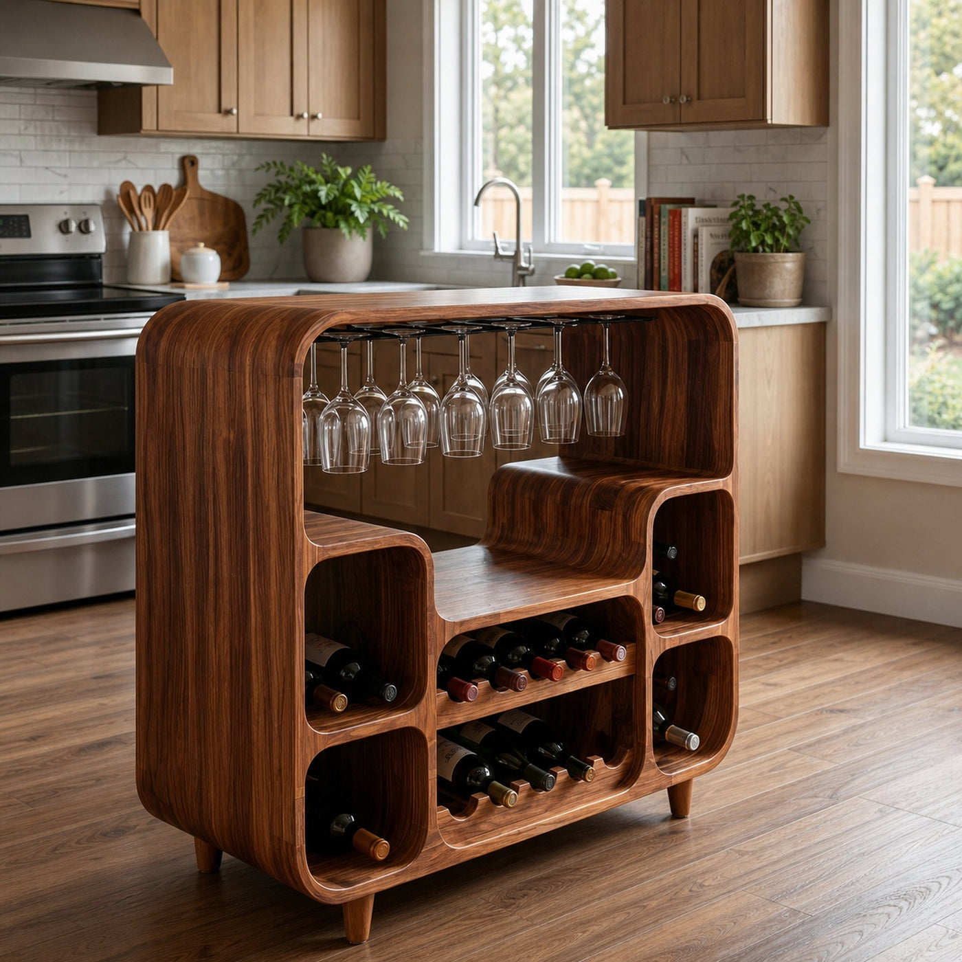 Modern Wine Cabinet With Open Bottle Display For Home Bar - product view 6