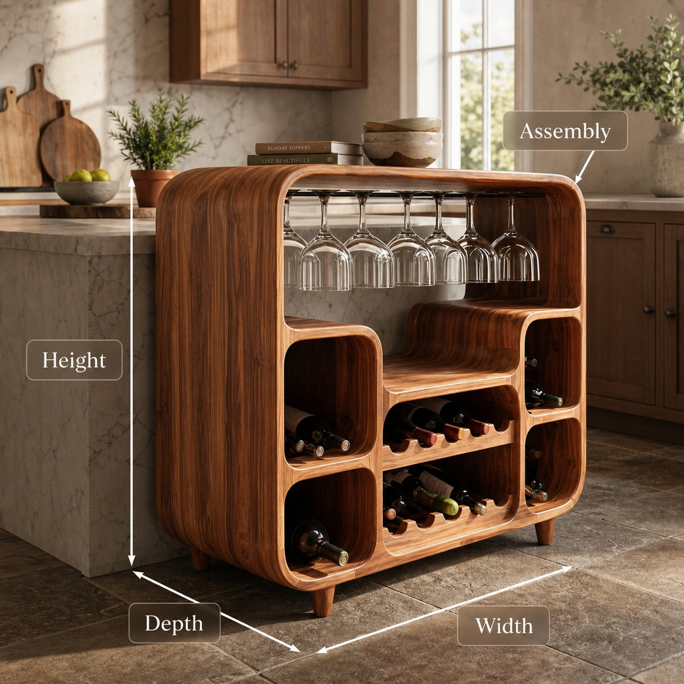 Modern Wine Cabinet With Open Bottle Display For Home Bar - product view 8