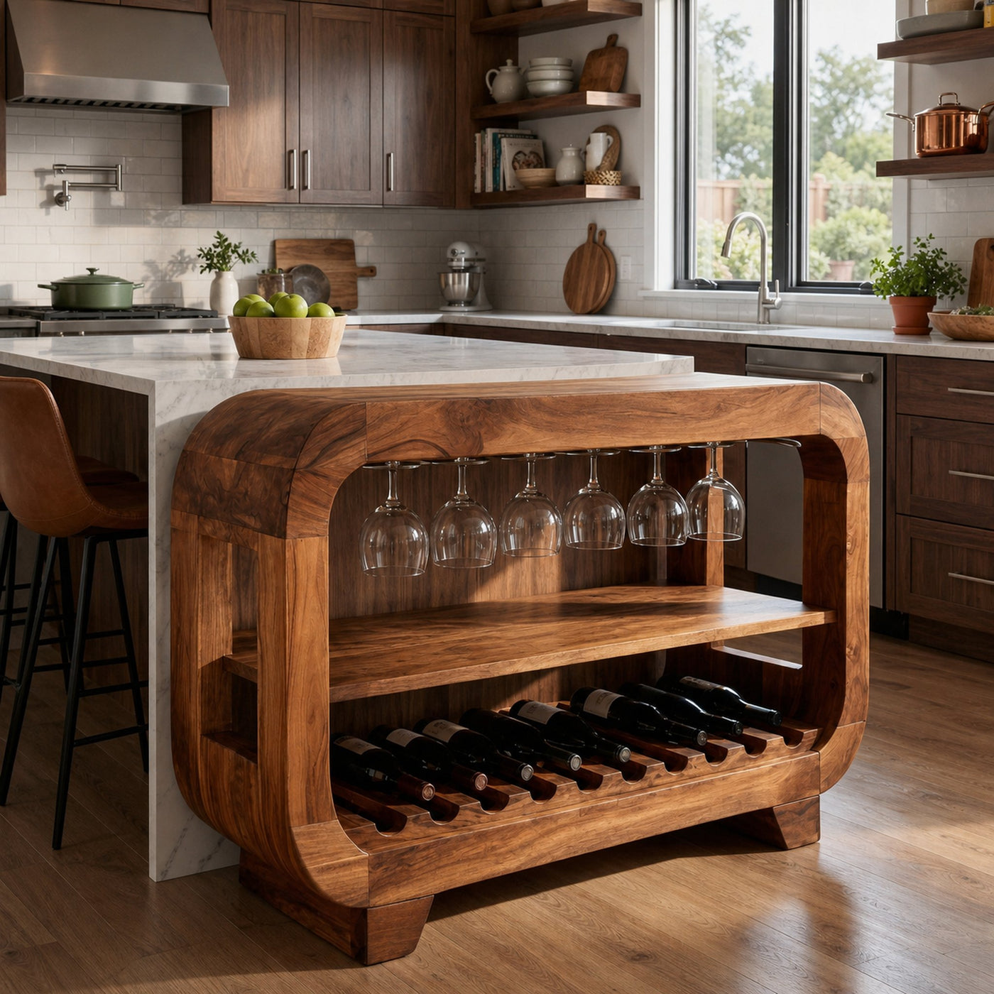 Modern Wine Cabinet With Rounded Edges For Dining Island - product view 6