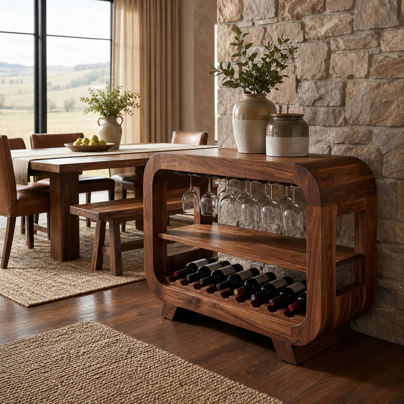 Modern Wine Cabinet With Rounded Edges For Dining Island - product view 7