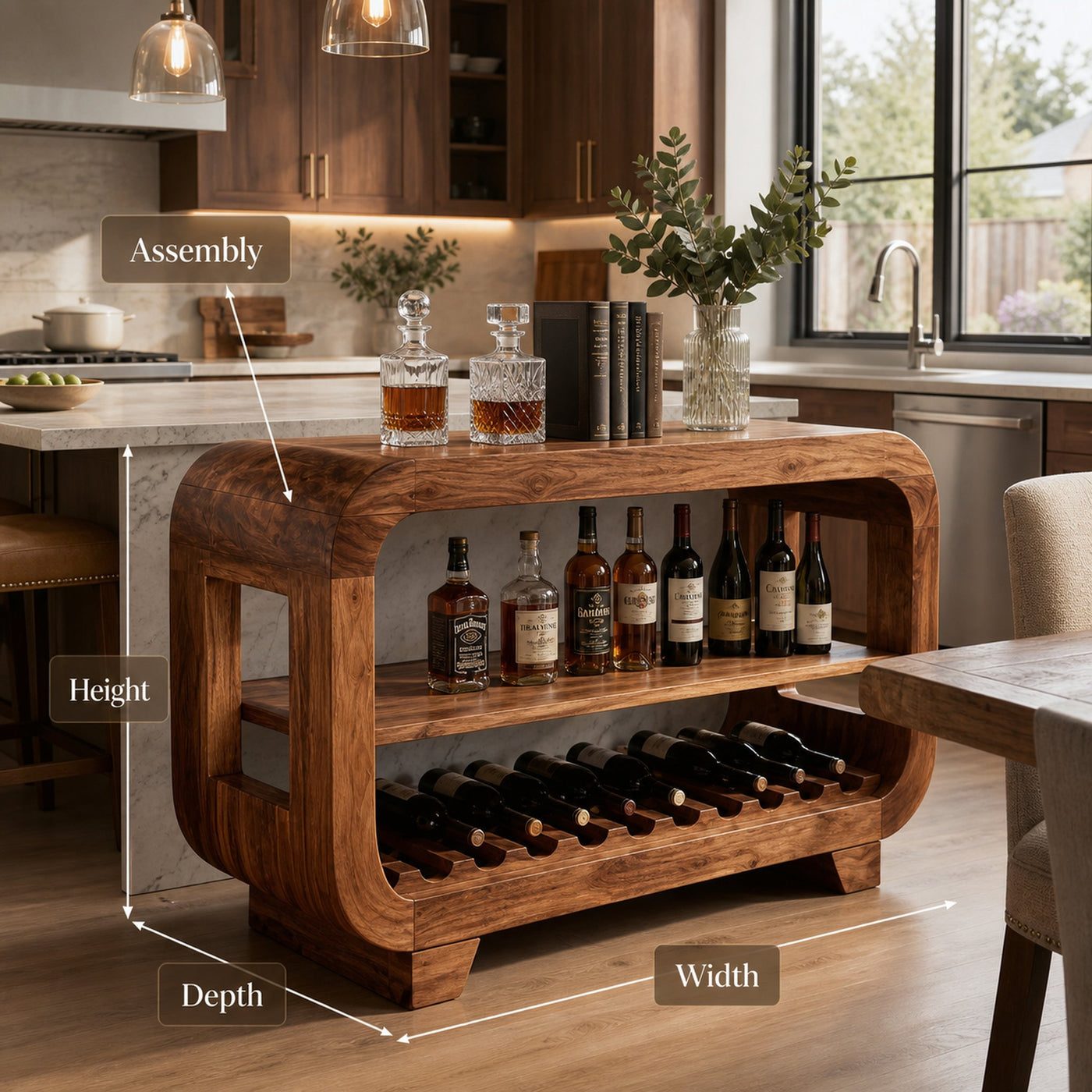 Modern Wine Cabinet With Rounded Edges For Dining Island - product view 8