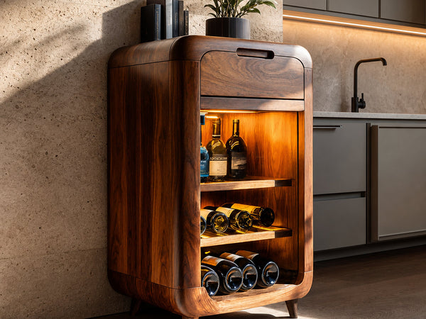 Modern Wine Cabinet With Shelves And Drawer For Bar Area