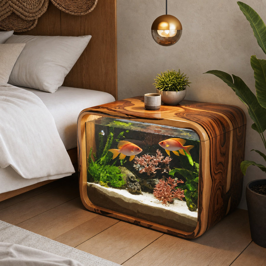 Modern Wooden Aquarium Frame For Bedroom And Living Room Display