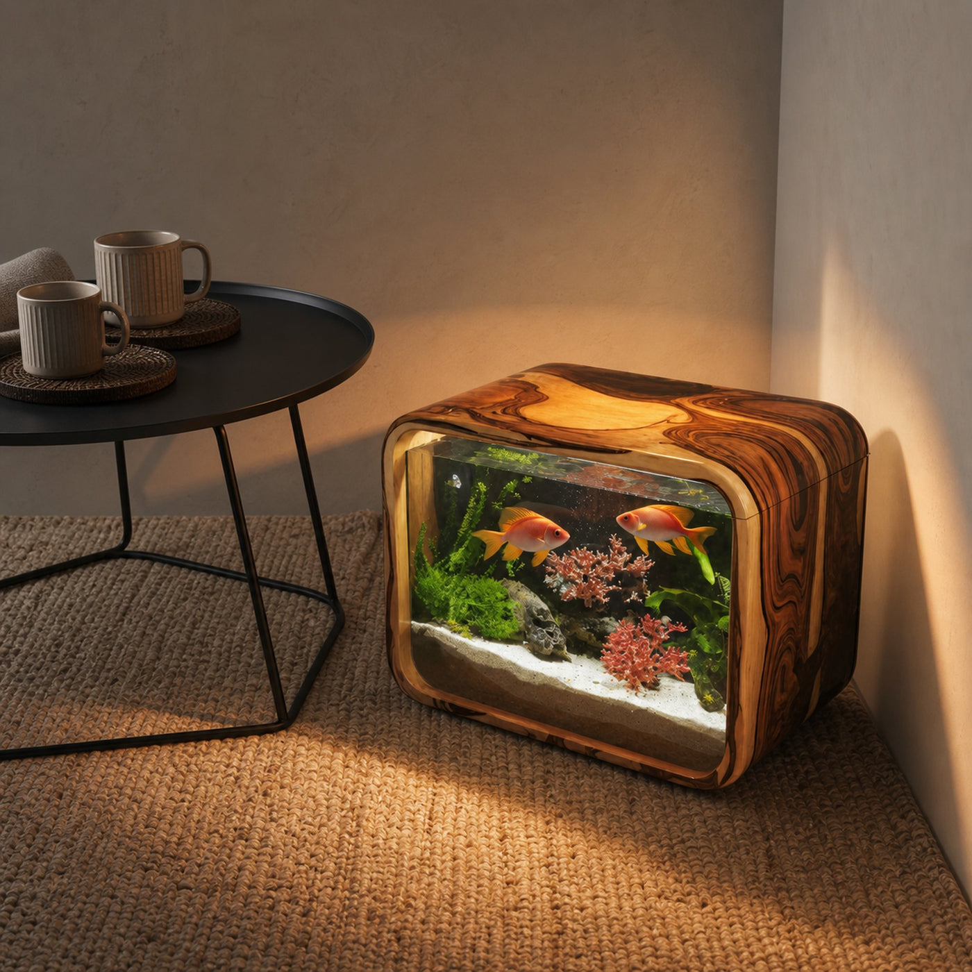 Modern Wooden Aquarium Frame For Bedroom And Living Room Display - product view 6