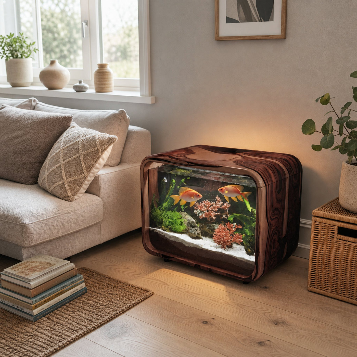 Modern Wooden Aquarium Frame For Bedroom And Living Room Display - product view 7