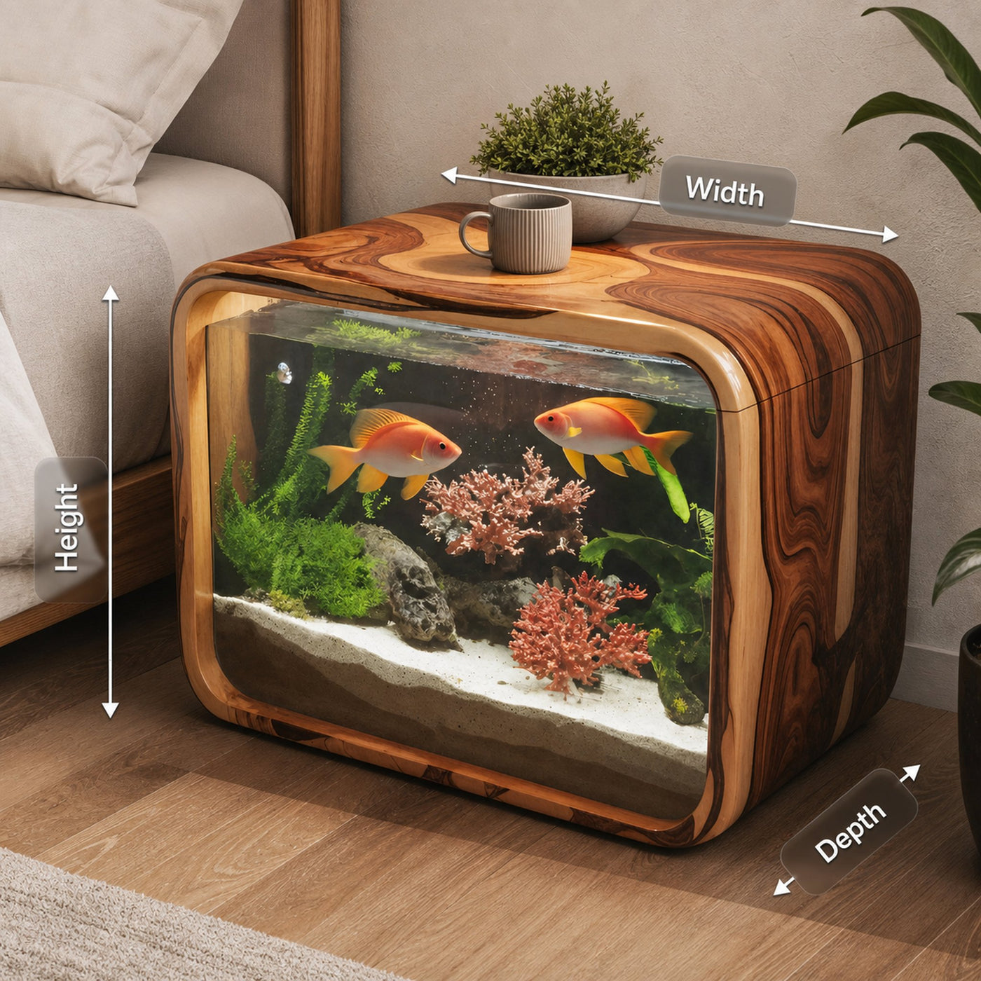 Modern Wooden Aquarium Frame For Bedroom And Living Room Display - product view 8