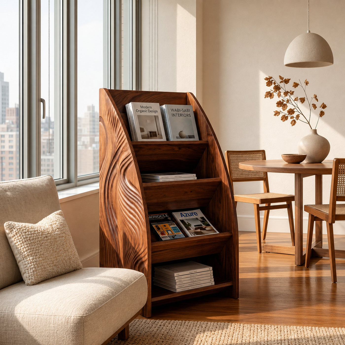 Modern Wooden Arched Magazine Rack For Living Room - product view 6