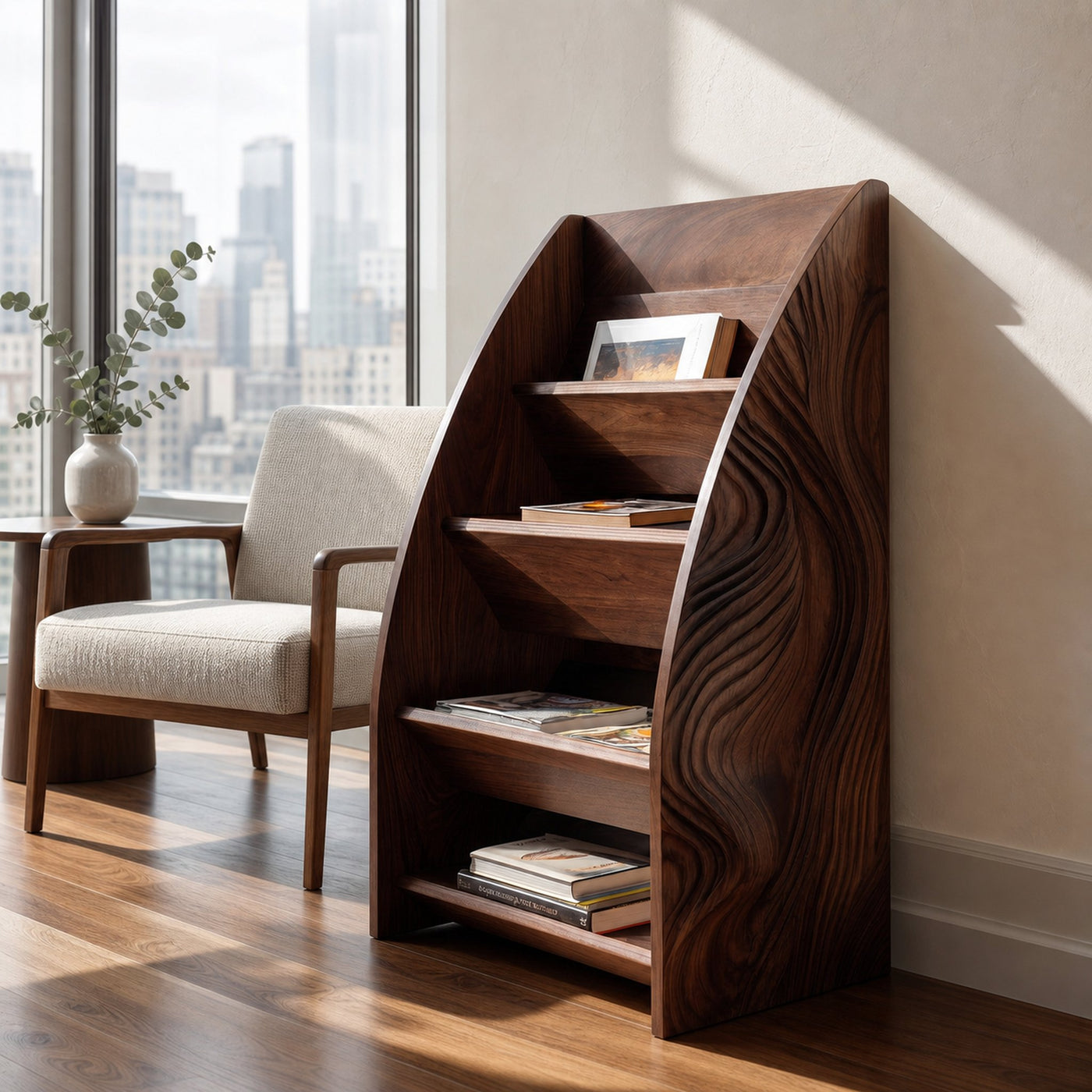 Modern Wooden Arched Magazine Rack For Living Room - product view 7