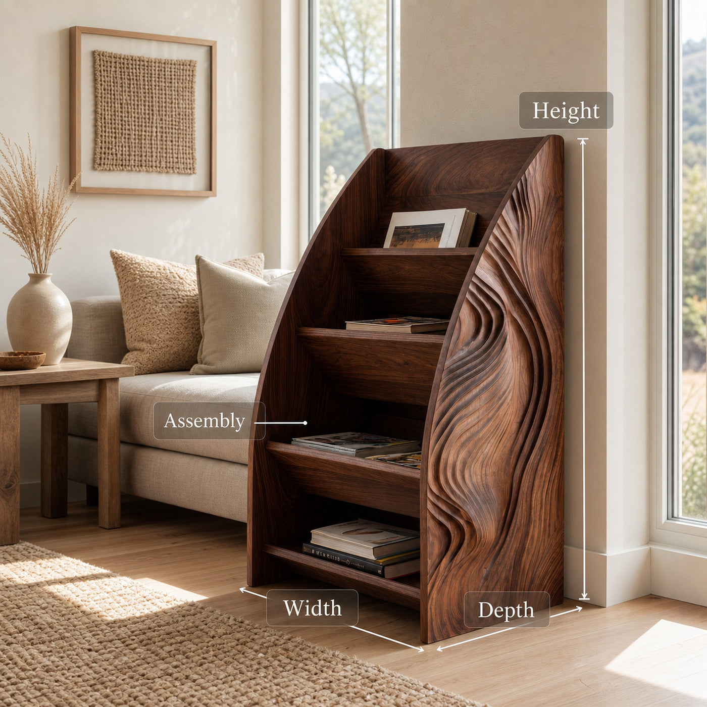 Modern Wooden Arched Magazine Rack For Living Room - product view 8