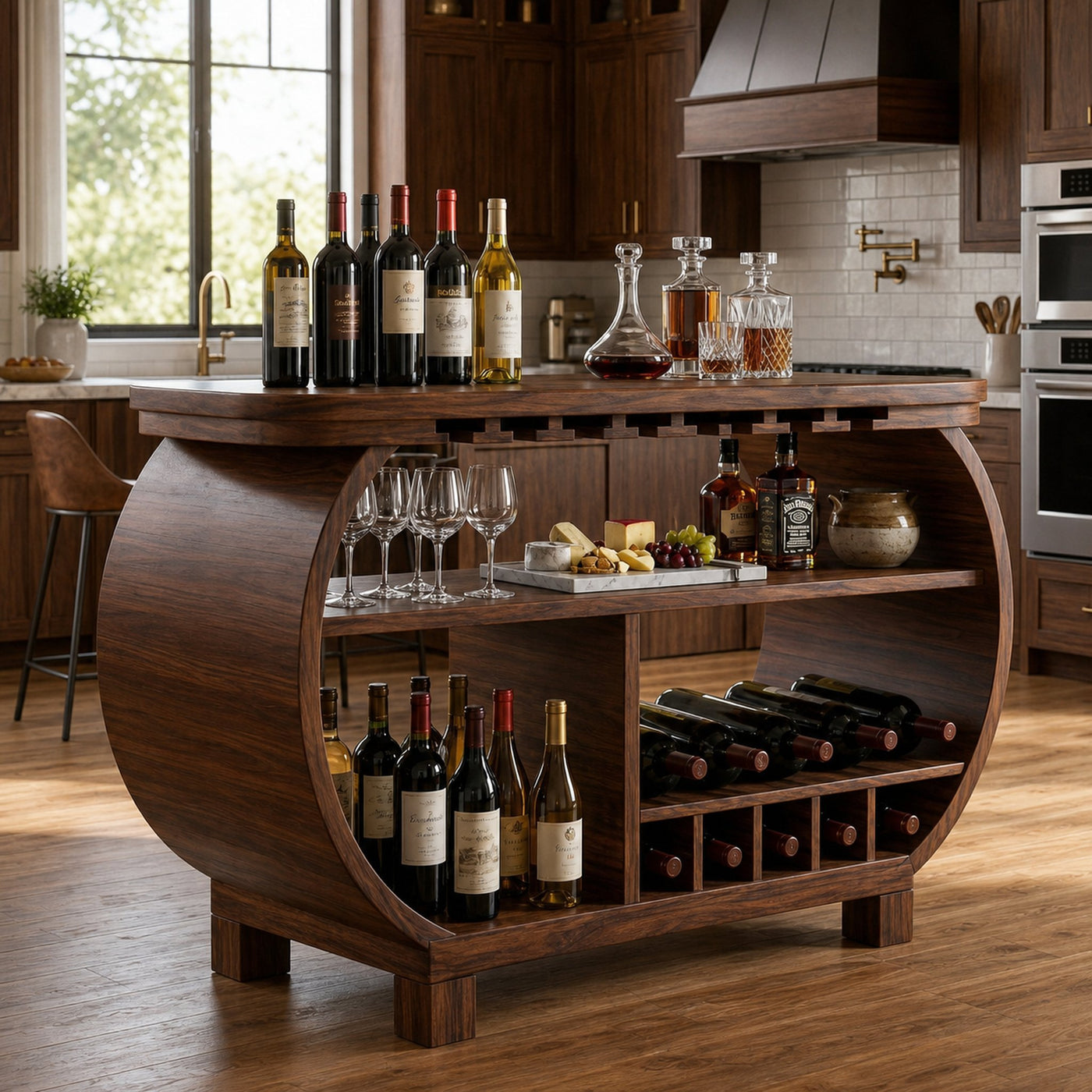 Modern Wooden Bar Cabinet With Glass Holder For Kitchen Island - product view 7
