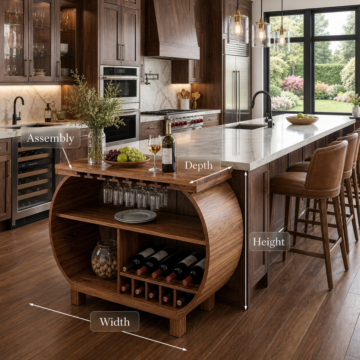 Modern Wooden Bar Cabinet With Glass Holder For Kitchen Island - product view 8