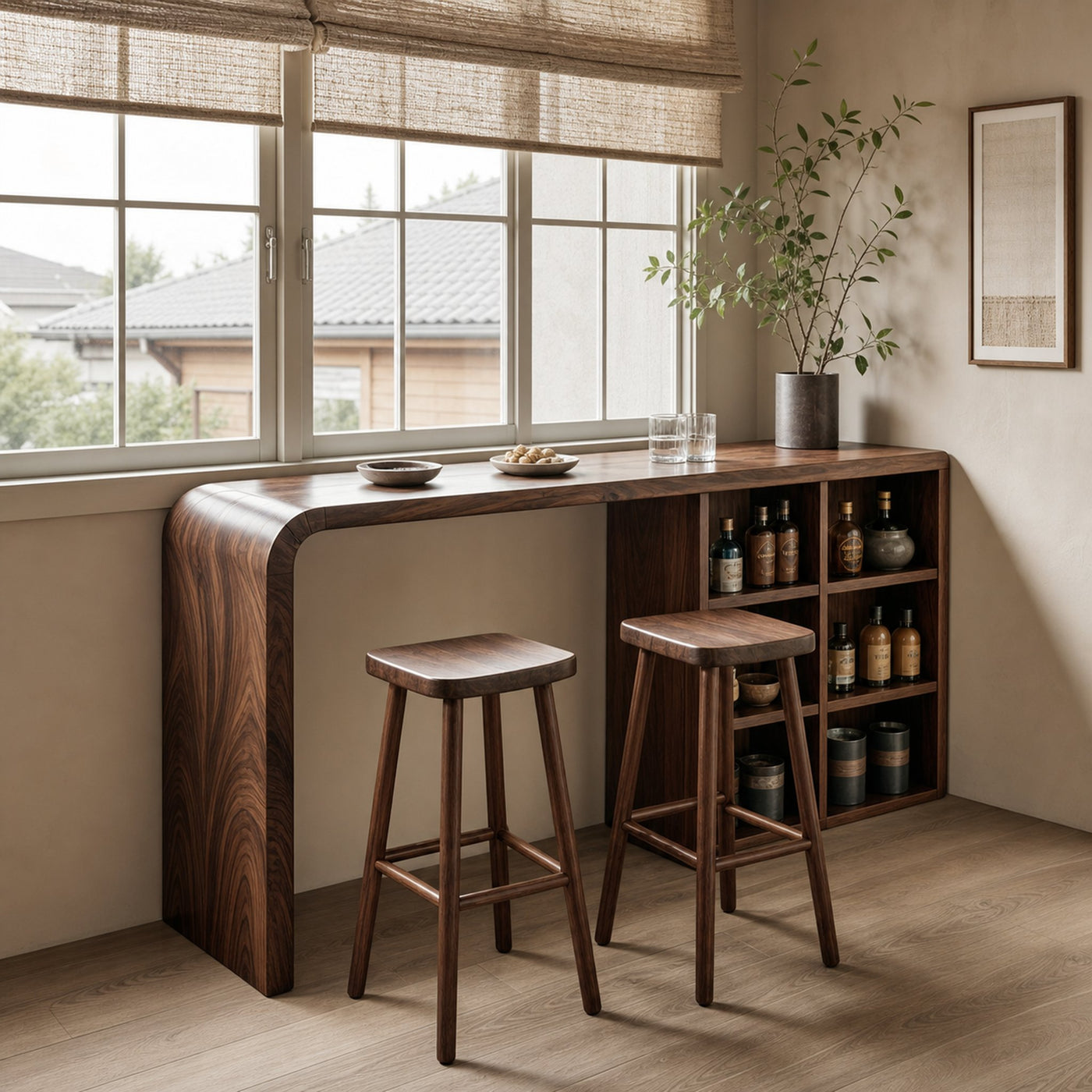 Modern Wooden Bar Table With Storage For Kitchen Or Home Mini Bar - product view 7