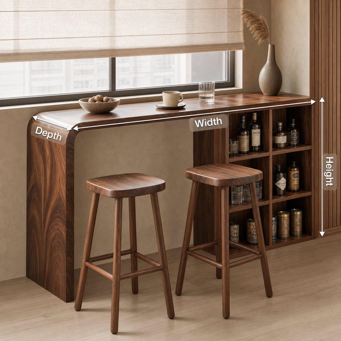 Modern Wooden Bar Table With Storage For Kitchen Or Home Mini Bar - product view 8