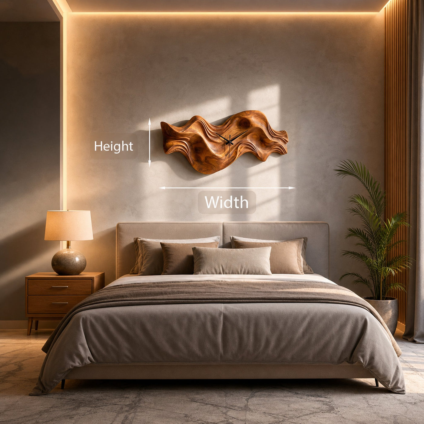 Modern Wooden Clock Organic Wave Design For Cozy Bedroom Space - product view 8