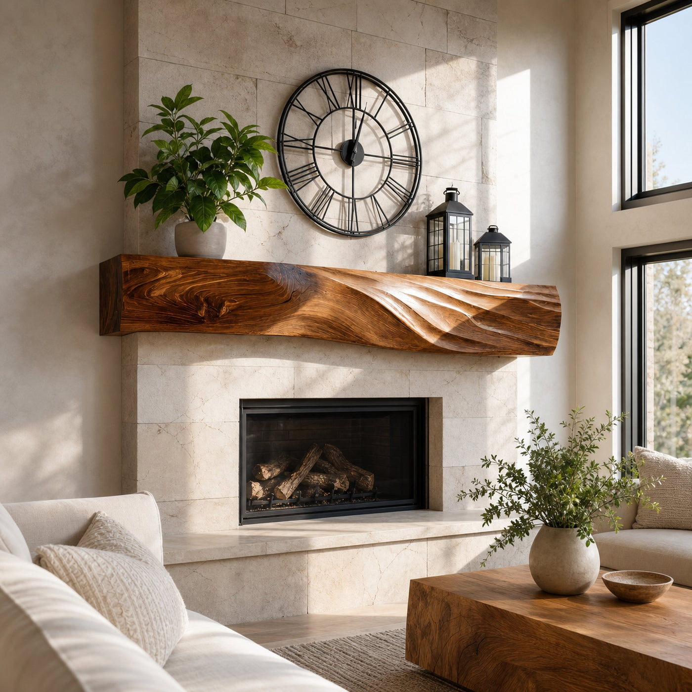 Modern Wooden Fireplace Mantel For Cozy Home Interior
