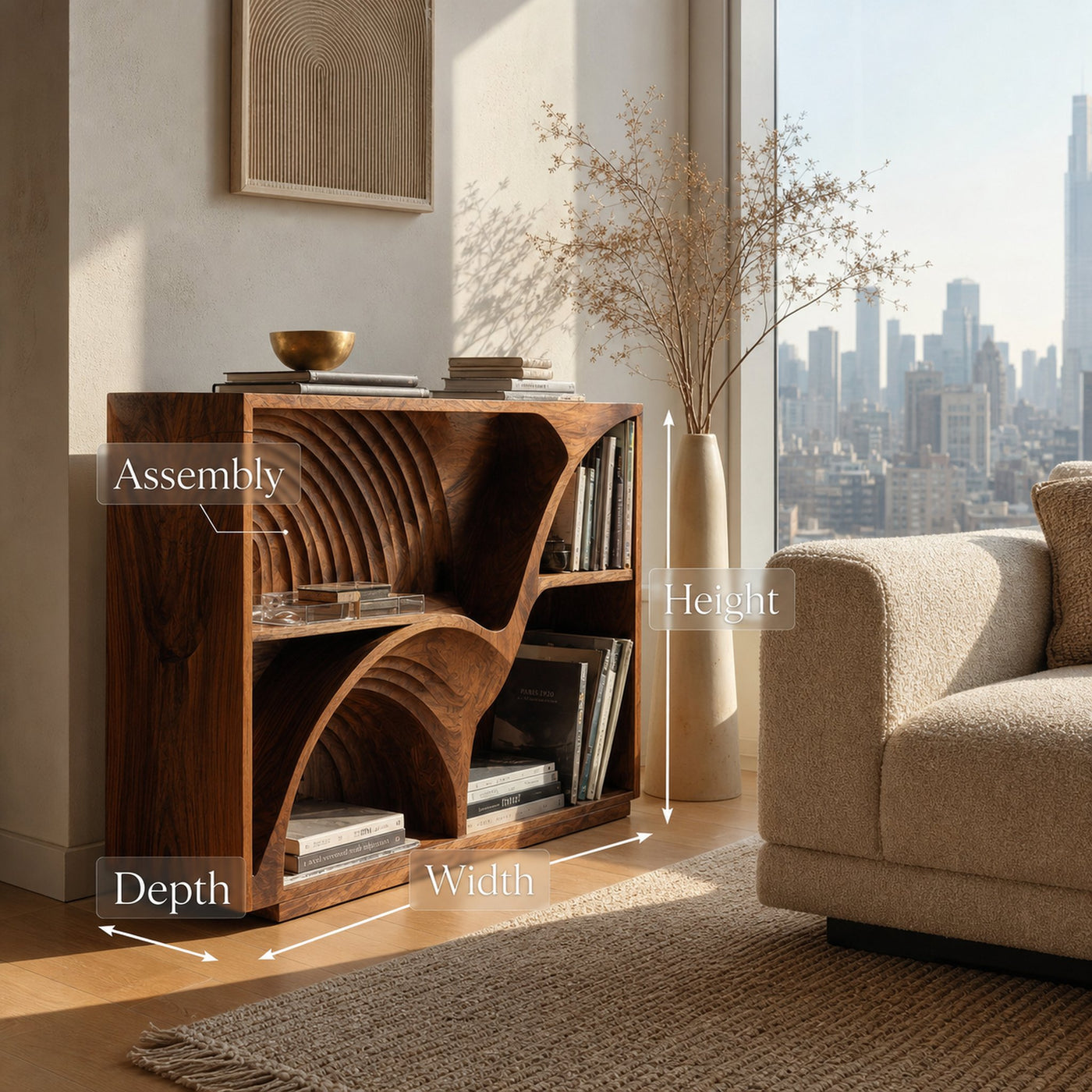 Modern Wooden Magazine Rack With Carved Compartments For Living Room - product view 8