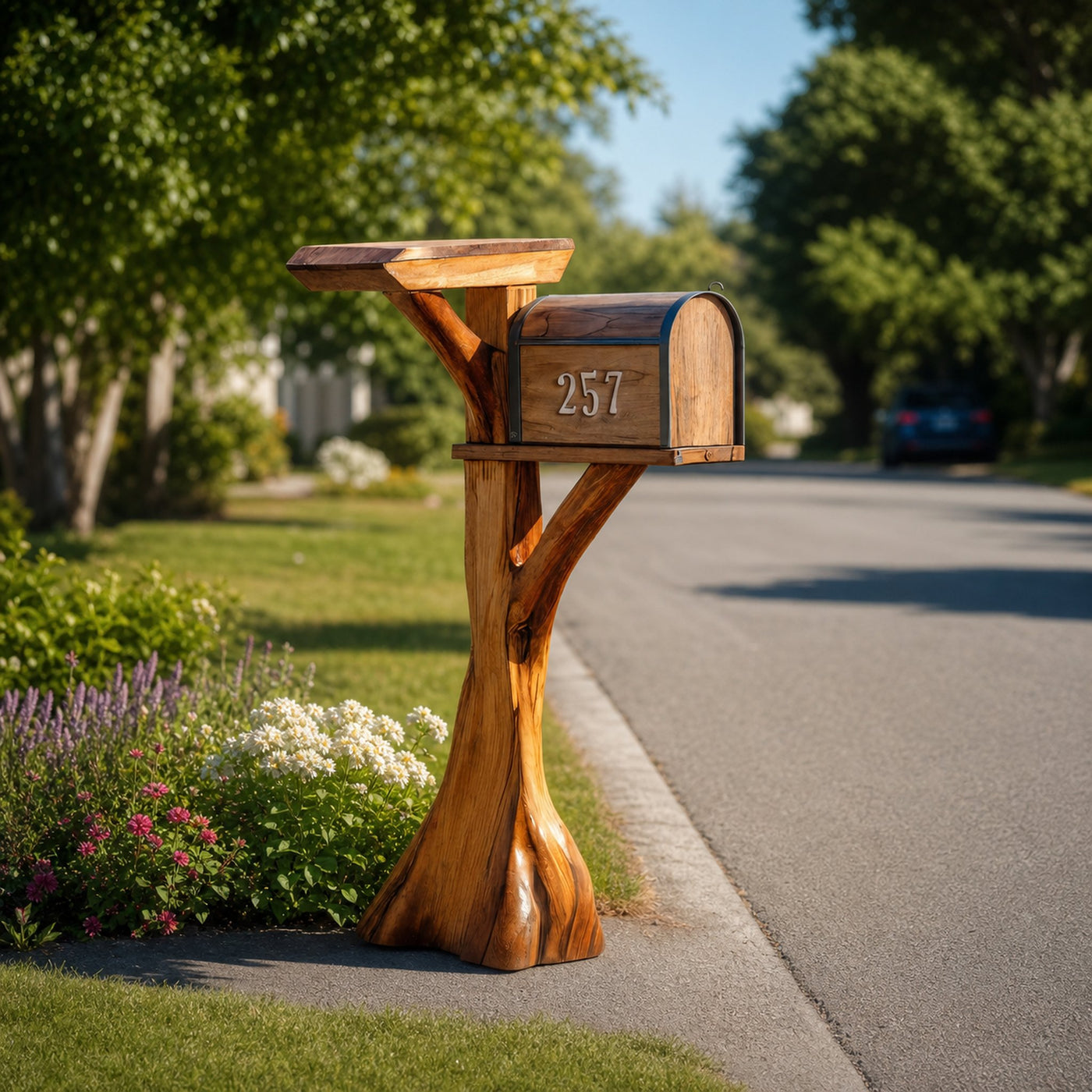 Modern Wooden Sculpture Mailbox For Garden Patio Furniture Design