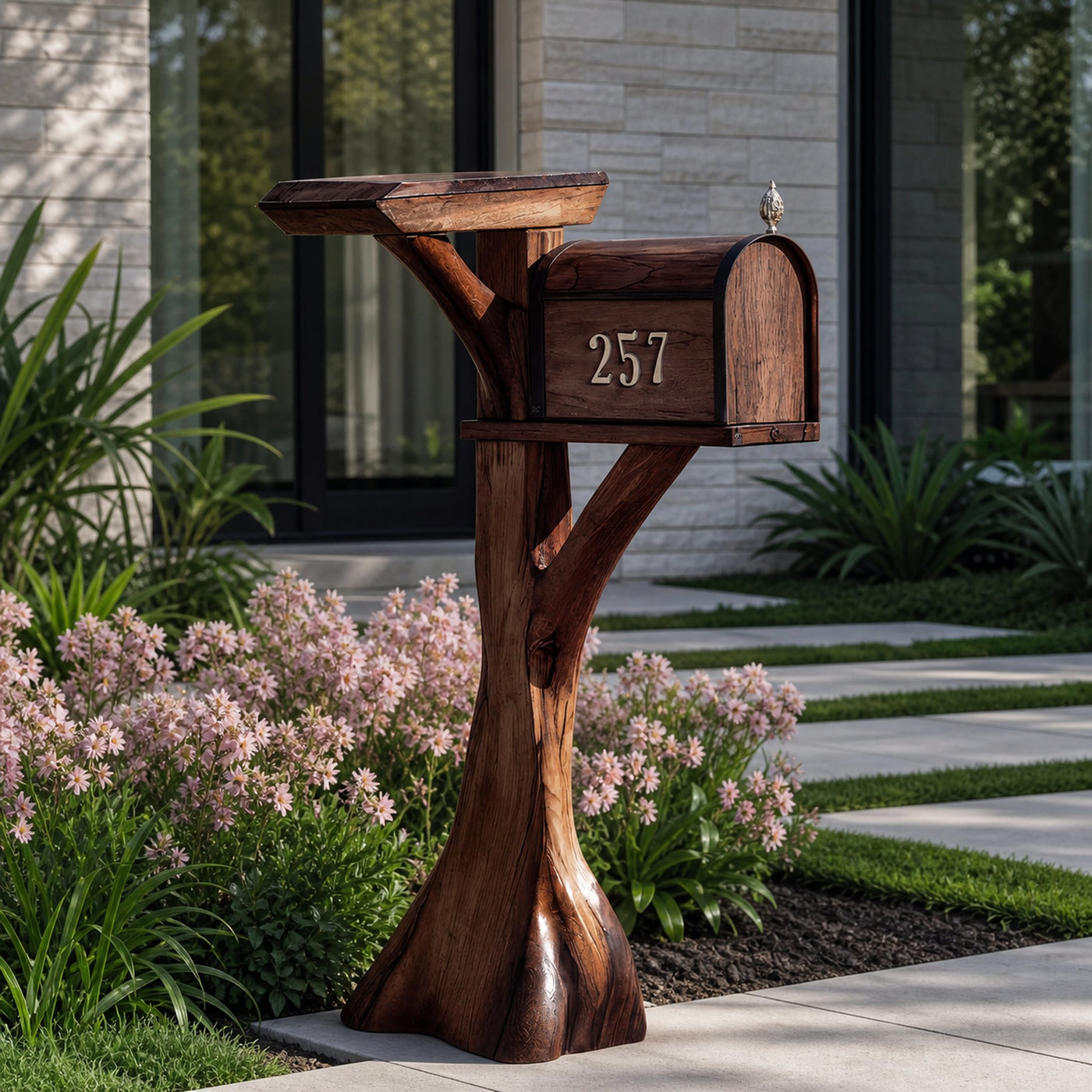 Modern Wooden Sculpture Mailbox For Garden Patio Furniture Design - product view 7