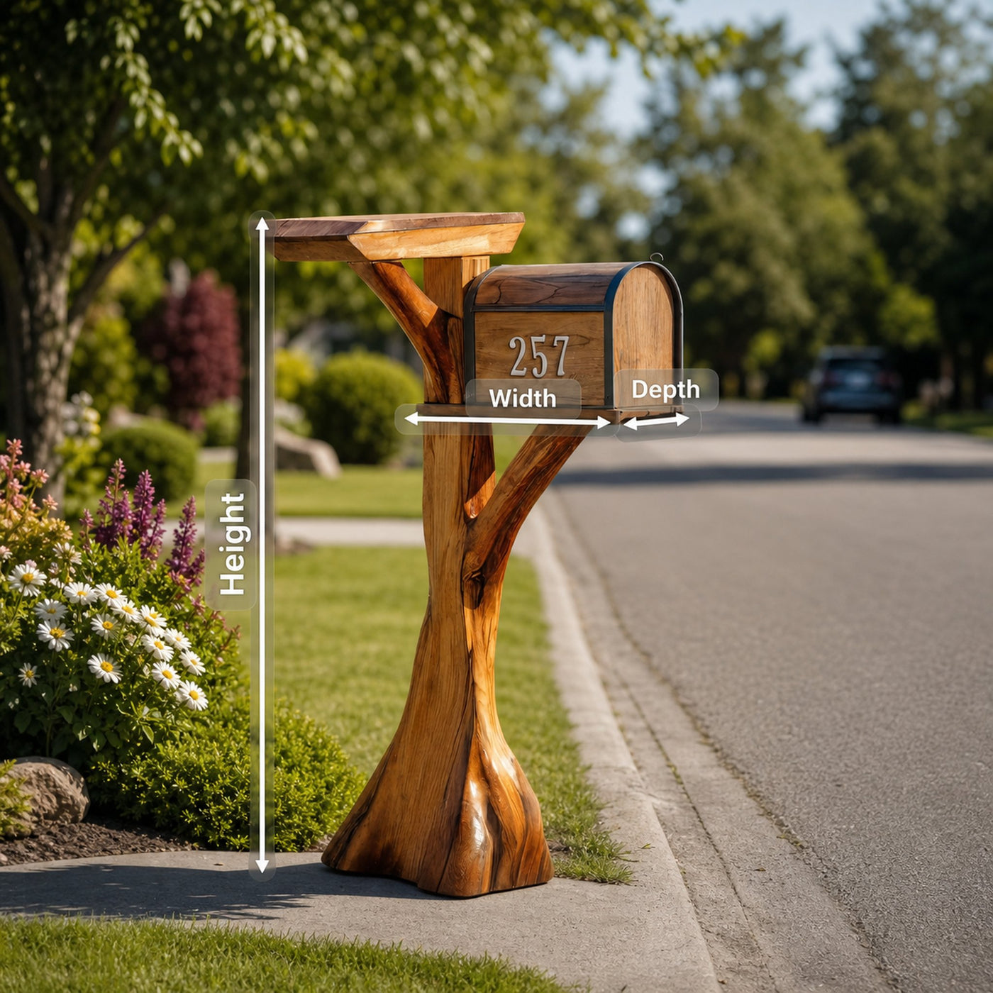Modern Wooden Sculpture Mailbox For Garden Patio Furniture Design - product view 8