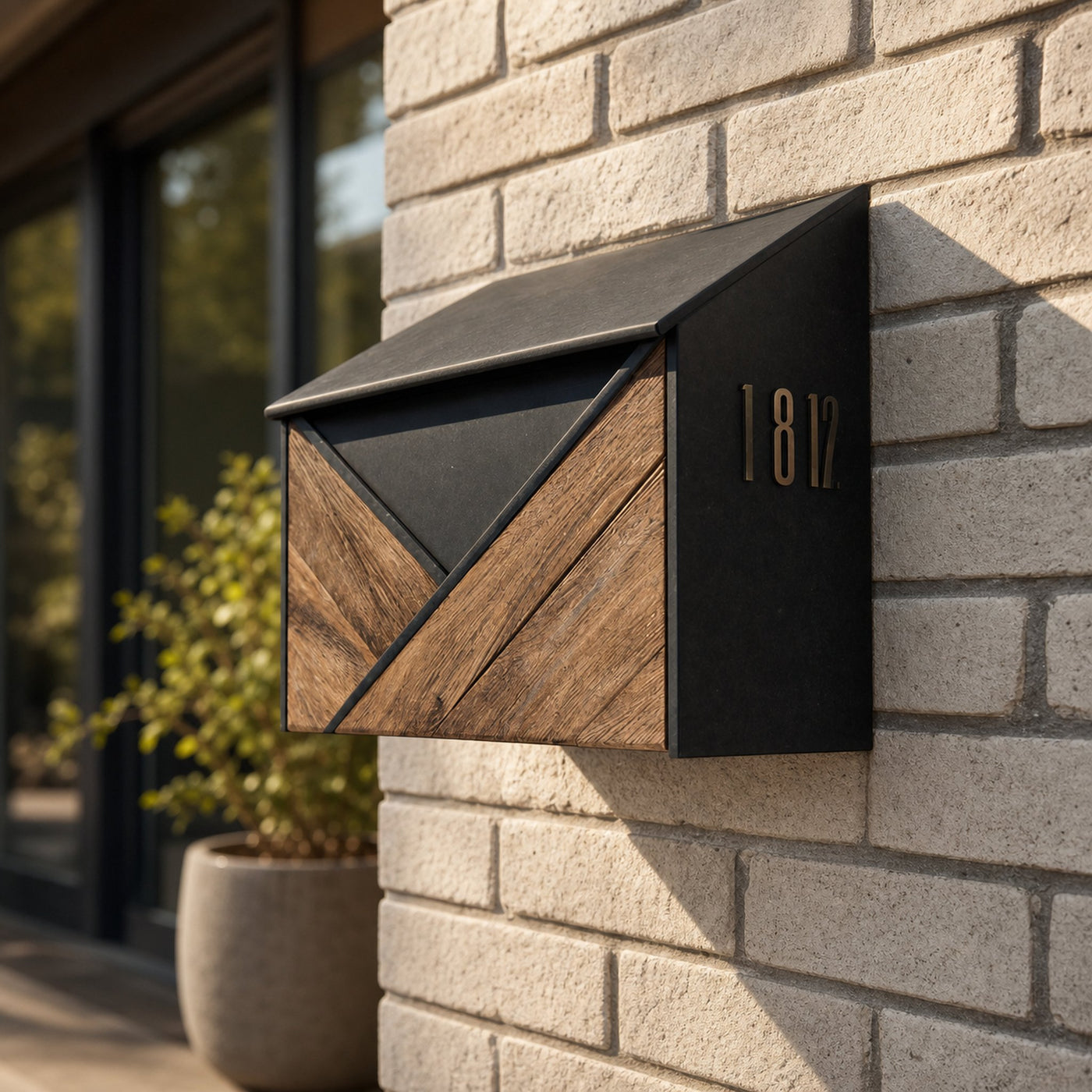 Modern Wooden Sculpture Mailbox For Outdoor Furniture Yard Accent