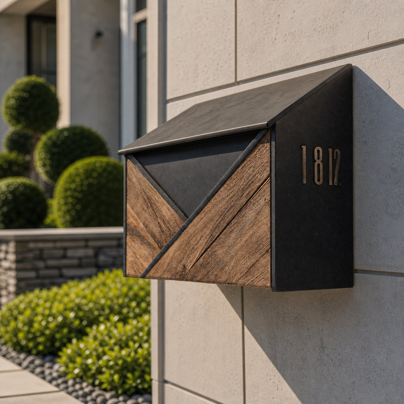 Modern Wooden Sculpture Mailbox For Outdoor Furniture Yard Accent - product view 6