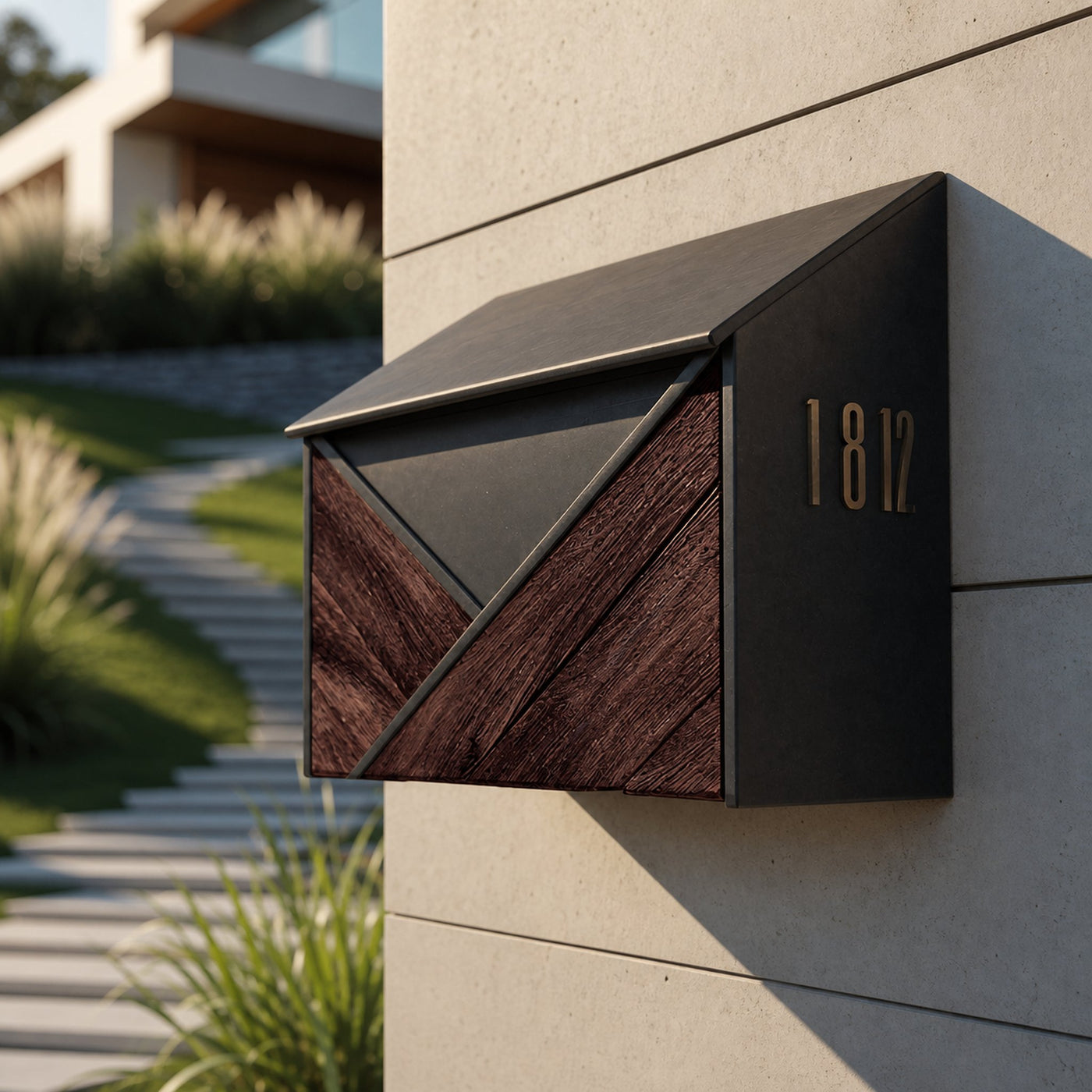 Modern Wooden Sculpture Mailbox For Outdoor Furniture Yard Accent - product view 7