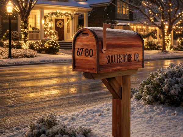 Modern Wooden Sculpture Mailbox For Outdoor Patio Rustic Design