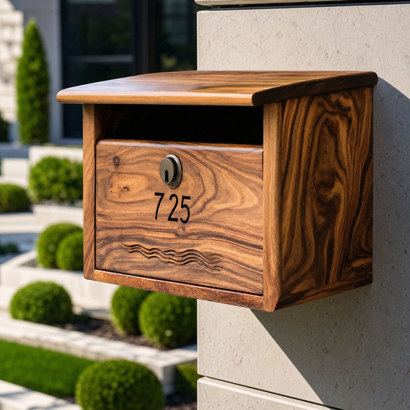 Modern Wooden Sculpture Mailbox For Outdoor Patio Rustic Furniture - product view 6
