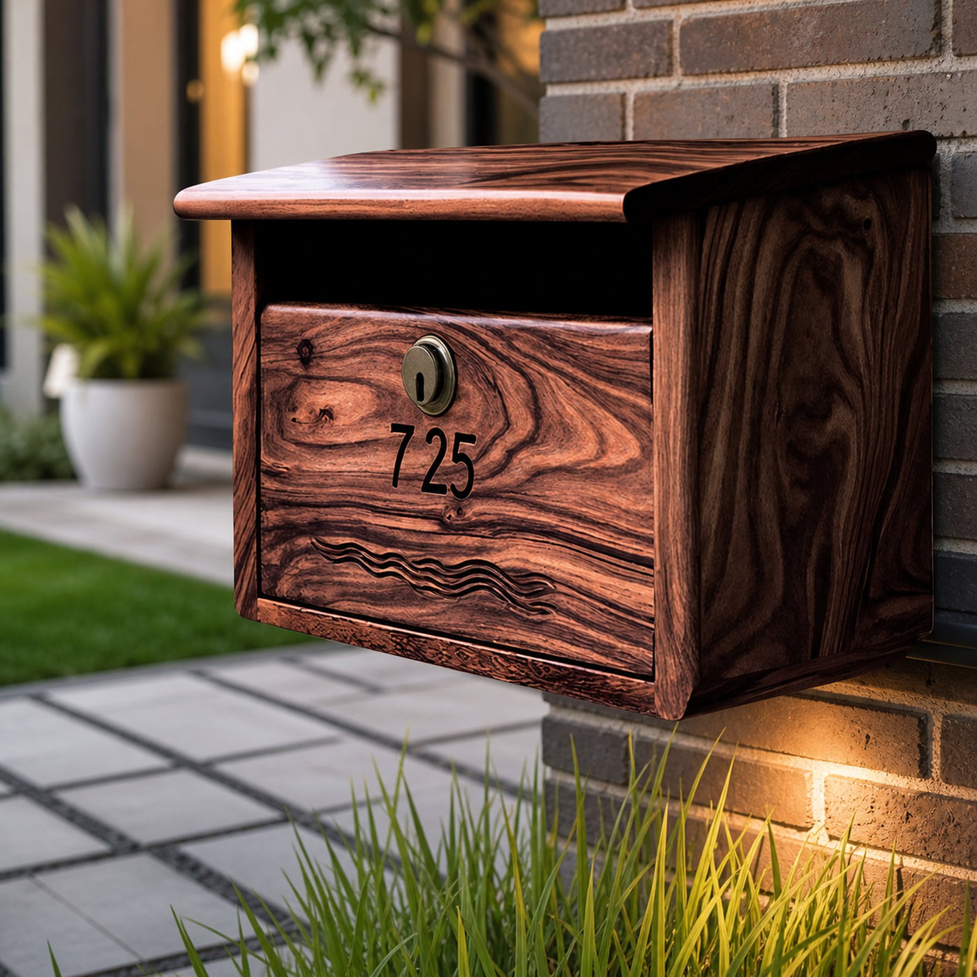 Modern Wooden Sculpture Mailbox For Outdoor Patio Rustic Furniture - product view 7