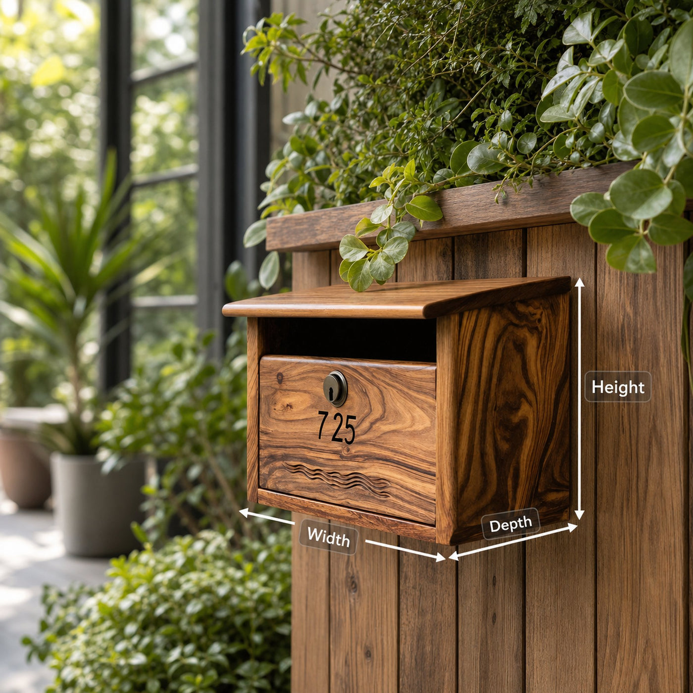 Modern Wooden Sculpture Mailbox For Outdoor Patio Rustic Furniture - product view 8
