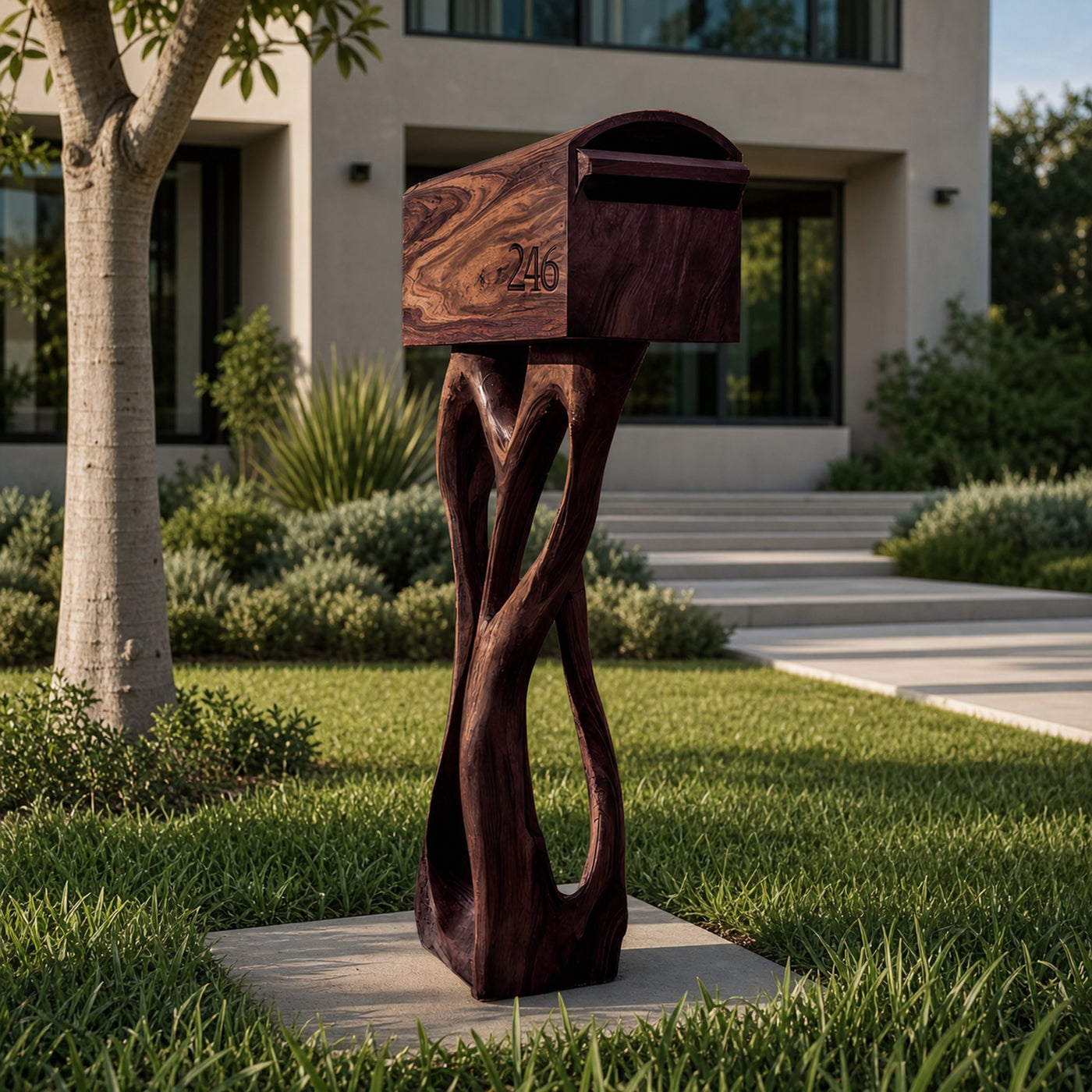 Modern Wooden Sculpture Mailbox For Patio Unique Garden Decoration - product view 7