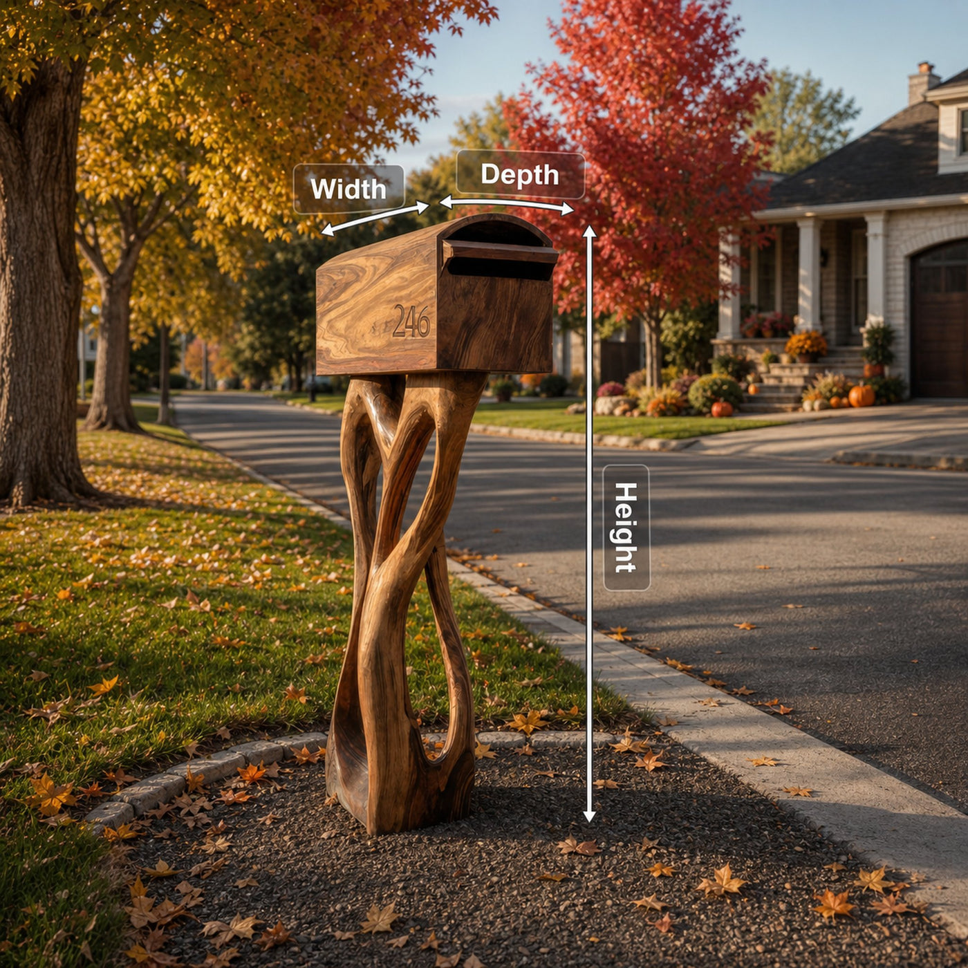Modern Wooden Sculpture Mailbox For Patio Unique Garden Decoration - product view 8