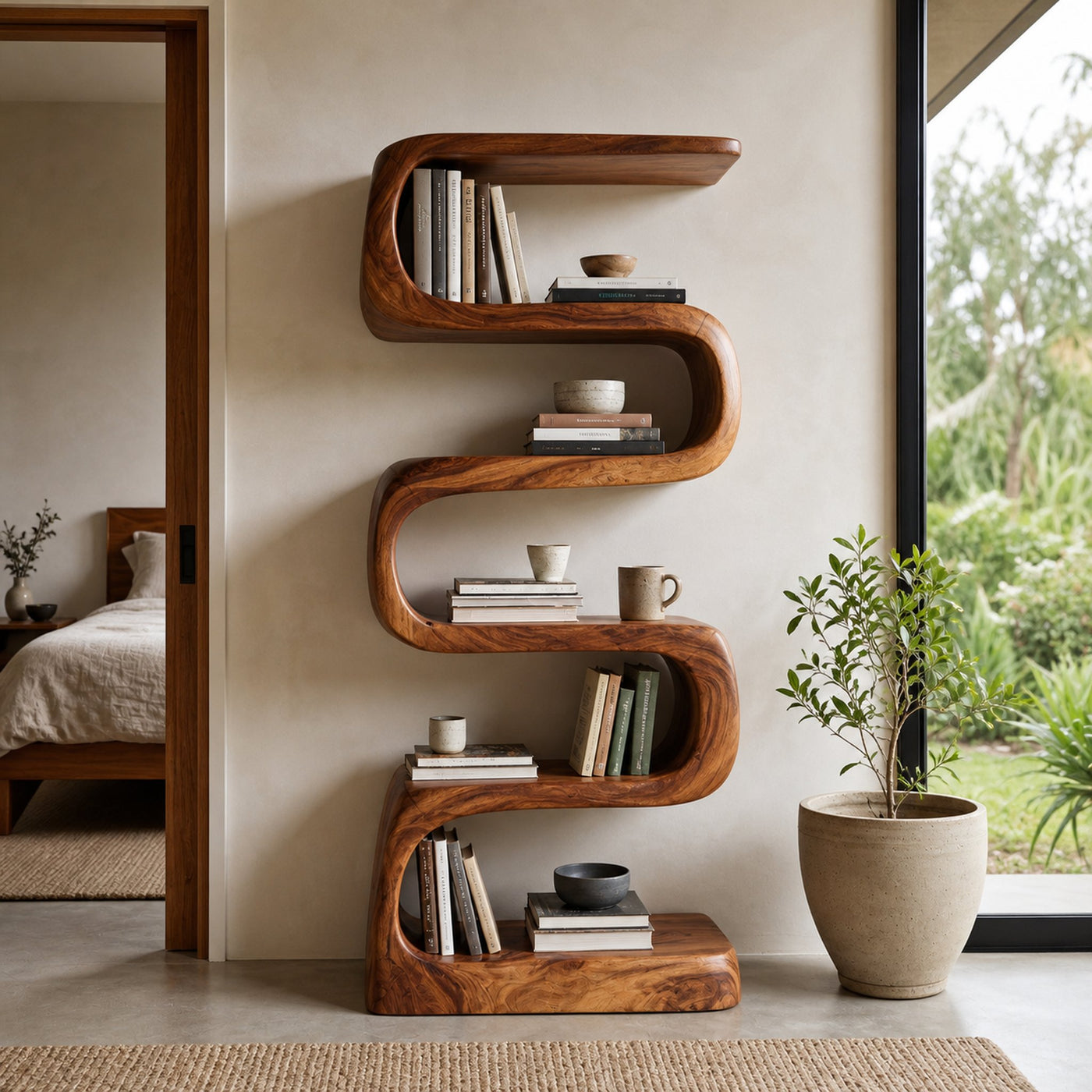 Modern Wooden Standing Shelf For Living Room Decor