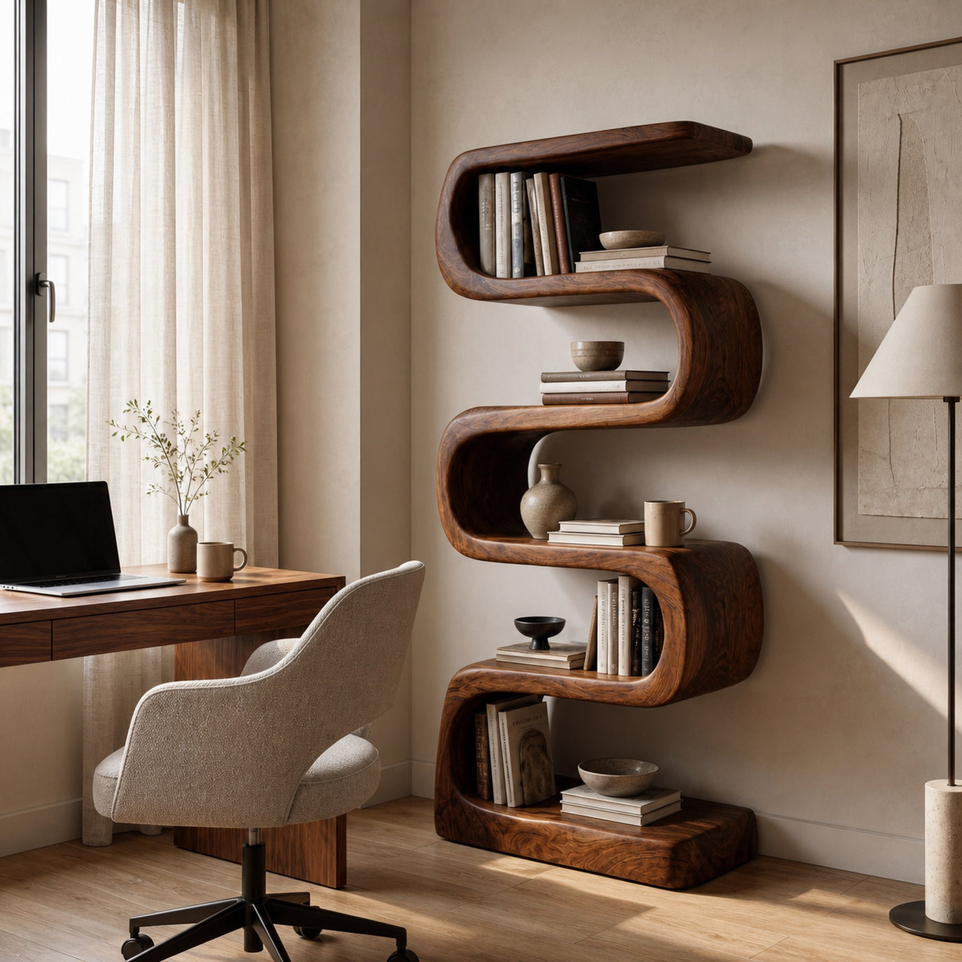Modern Wooden Standing Shelf For Living Room Decor - product view 6