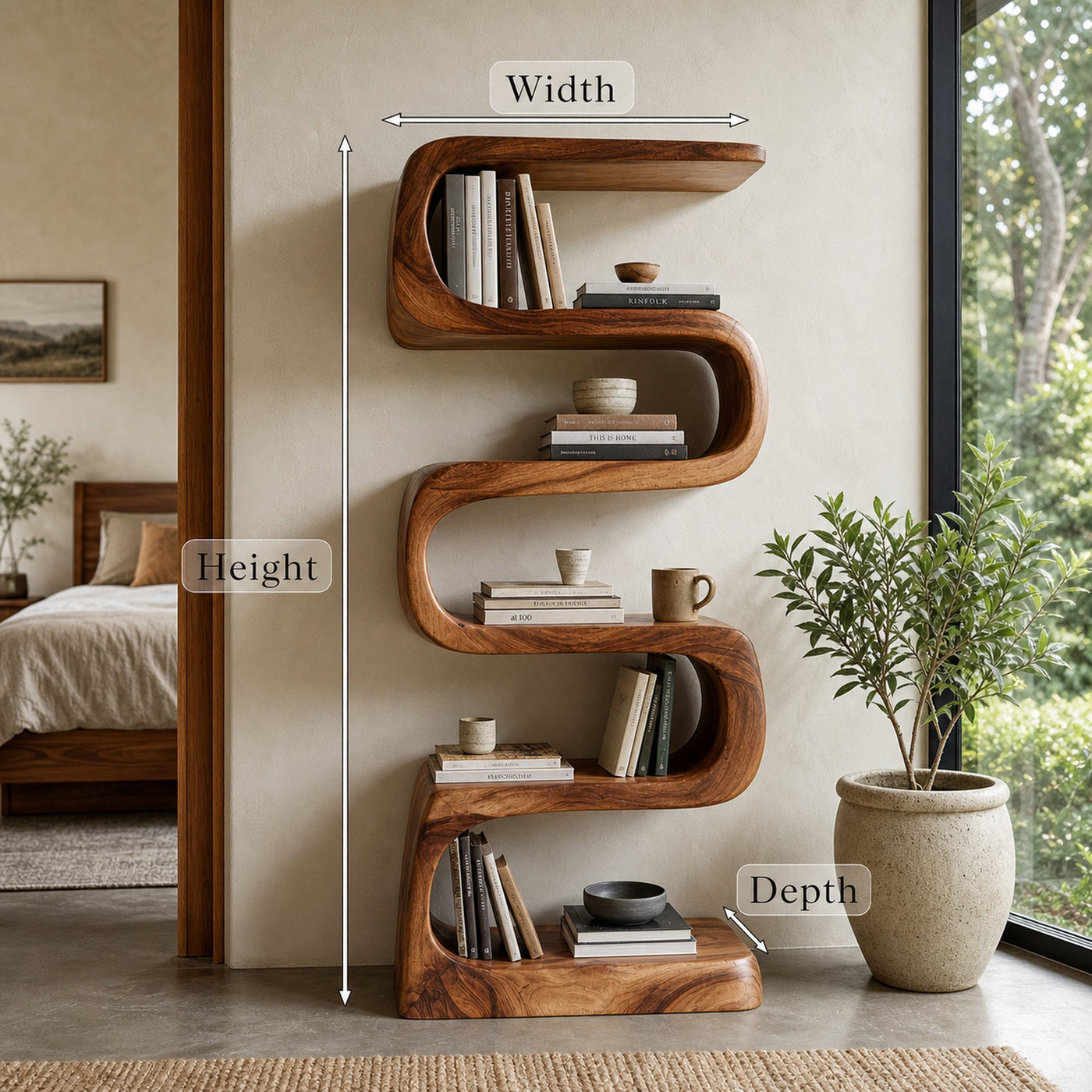 Modern Wooden Standing Shelf For Living Room Decor - product view 7