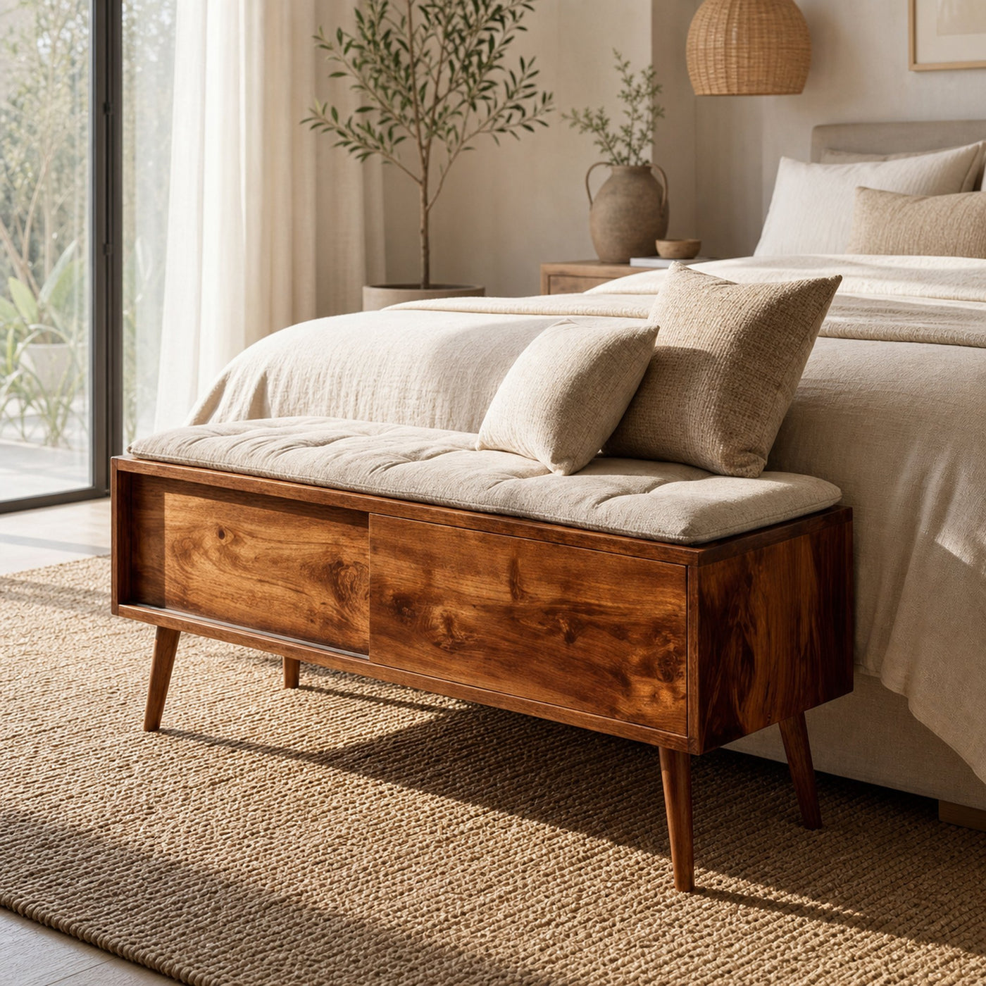 Modern Wooden Storage Bench For Entryway Or Hallway - product view 6