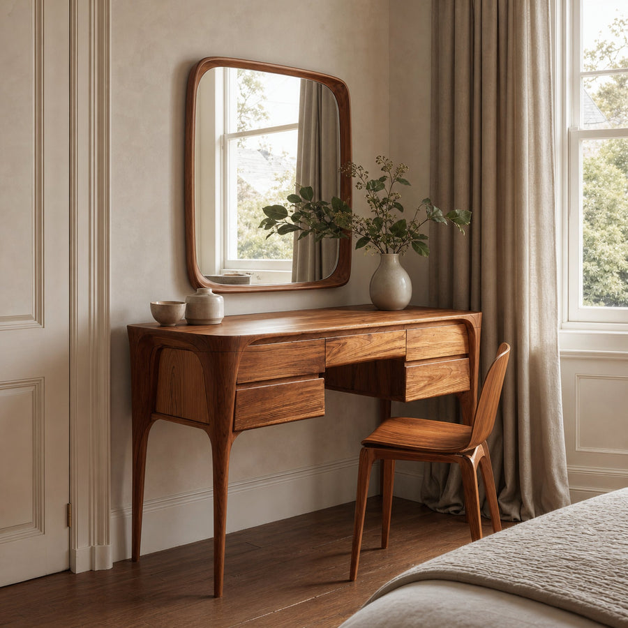 Modern Wooden Vanity Table With Drawers For Bedroom