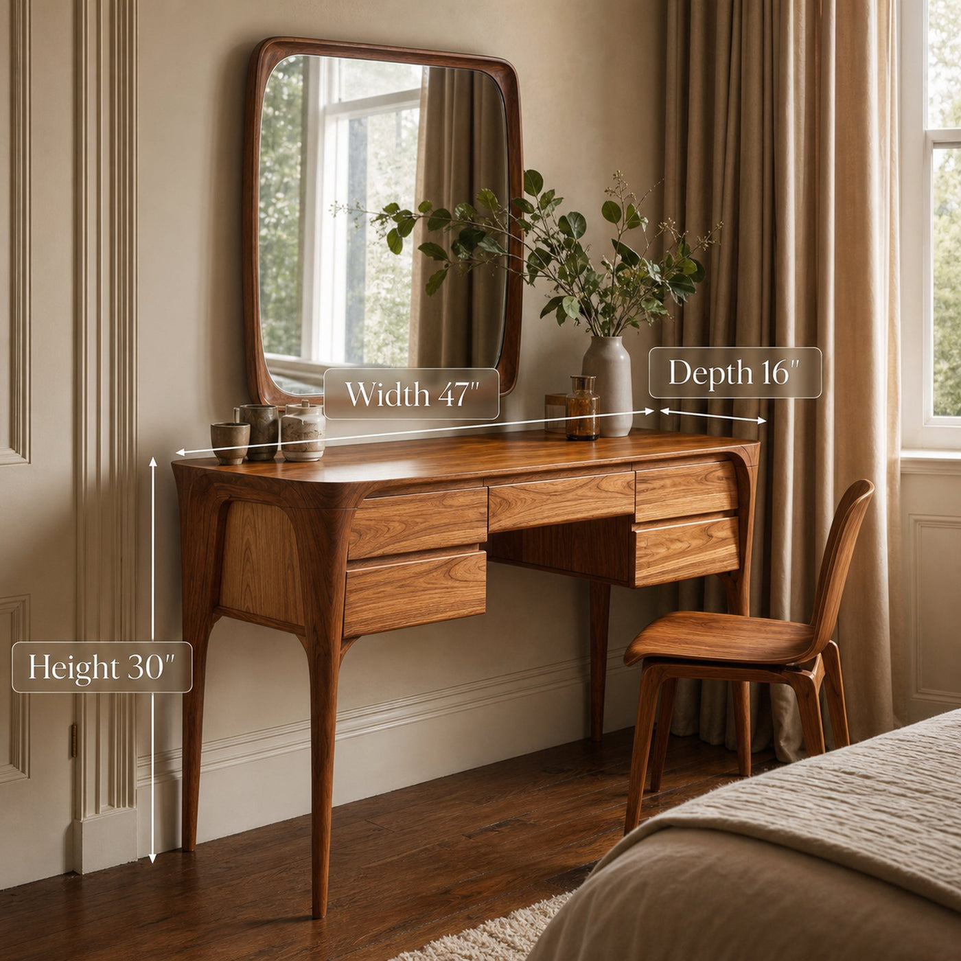 Modern Wooden Vanity Table With Drawers For Bedroom - product view 6