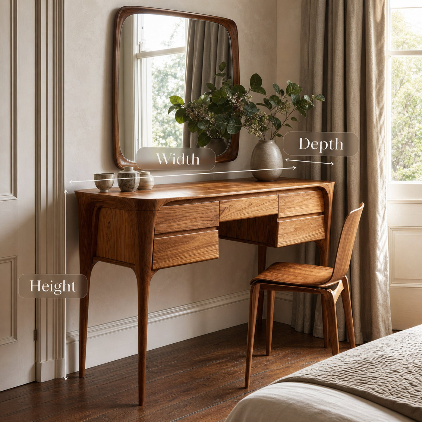 Modern Wooden Vanity Table With Drawers For Bedroom - product view 7