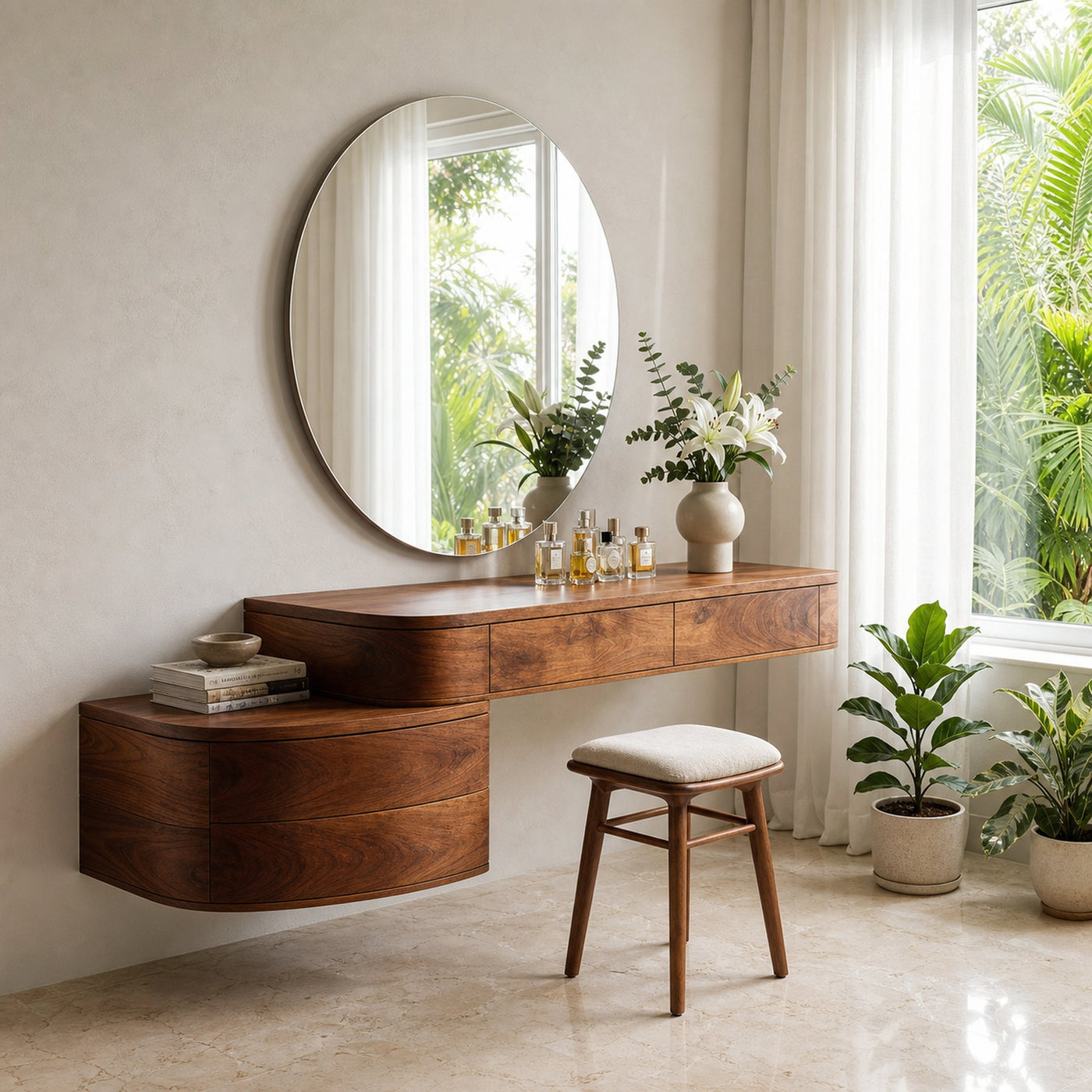 Modern Wooden Wall Mounted Makeup Vanity For Bedroom - product view 6